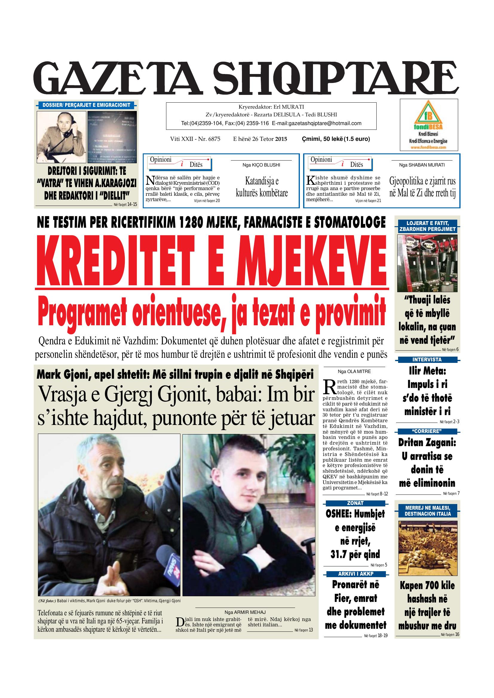 Gazeta Shqiptare 2015-10-26