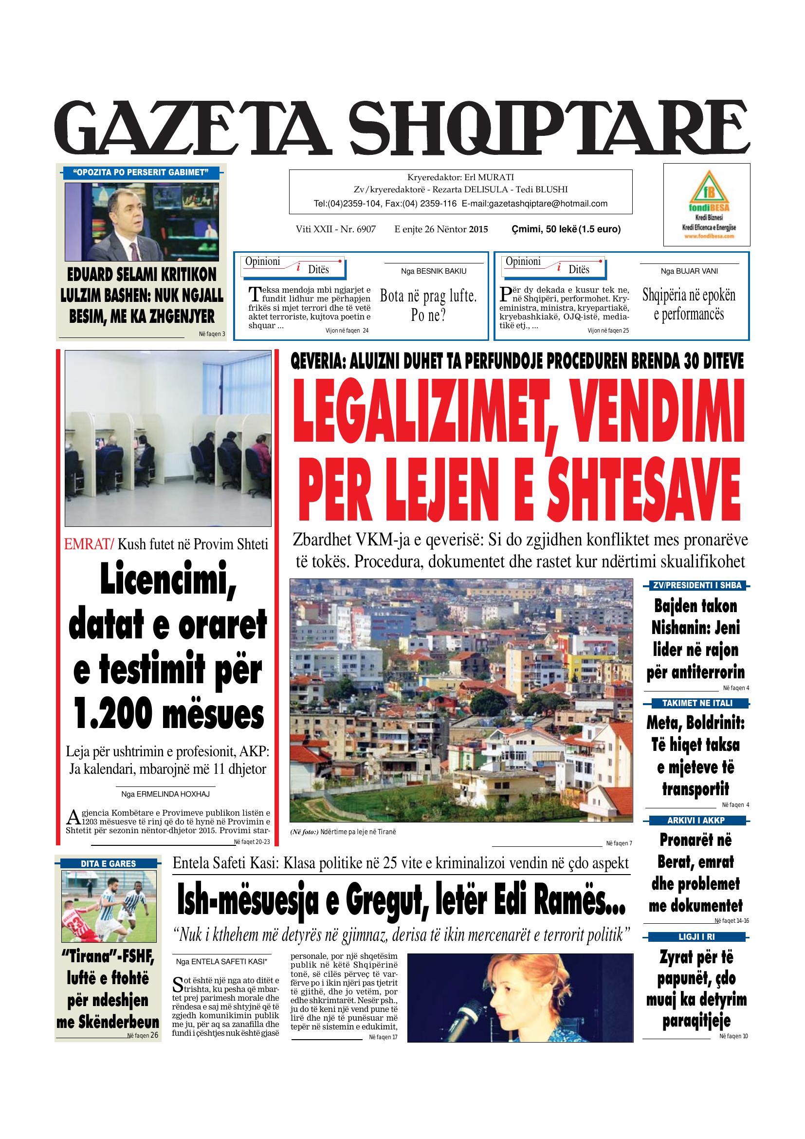 Gazeta Shqiptare 2015-11-26