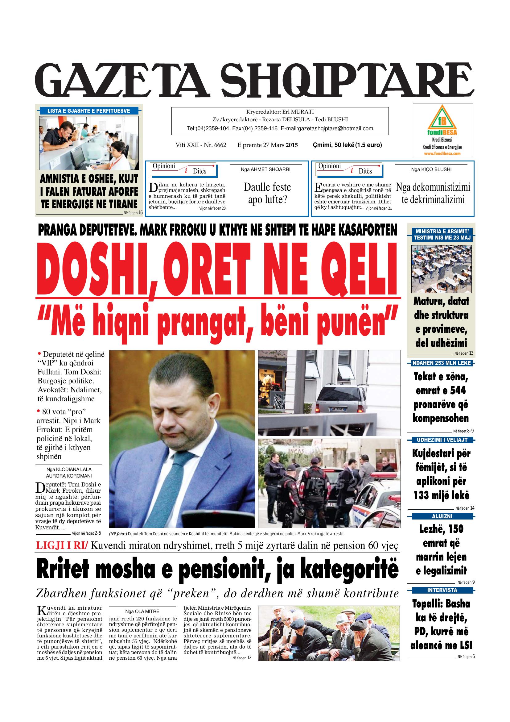 Gazeta Shqiptare 2015-03-27