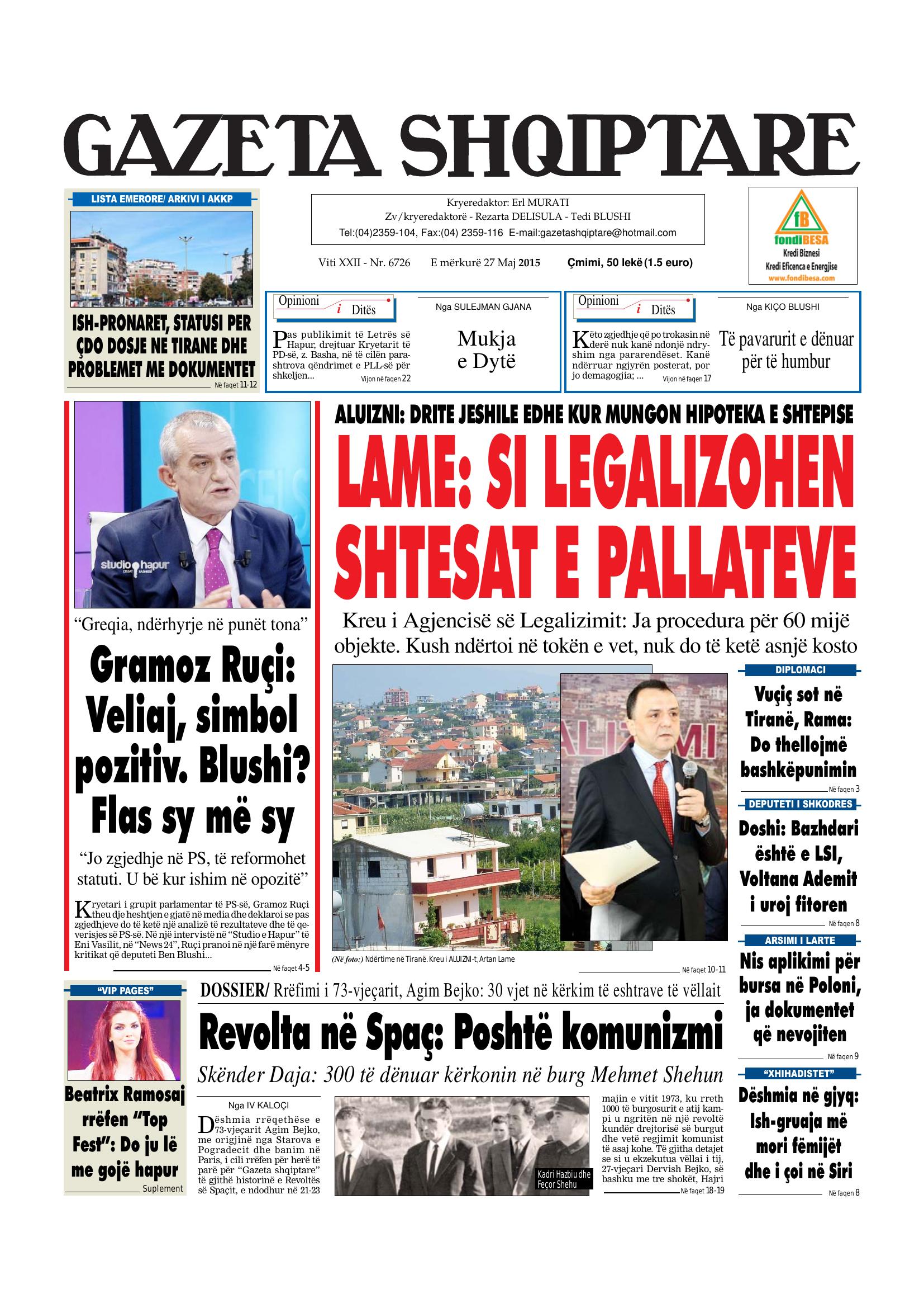 Gazeta Shqiptare 2015-05-27