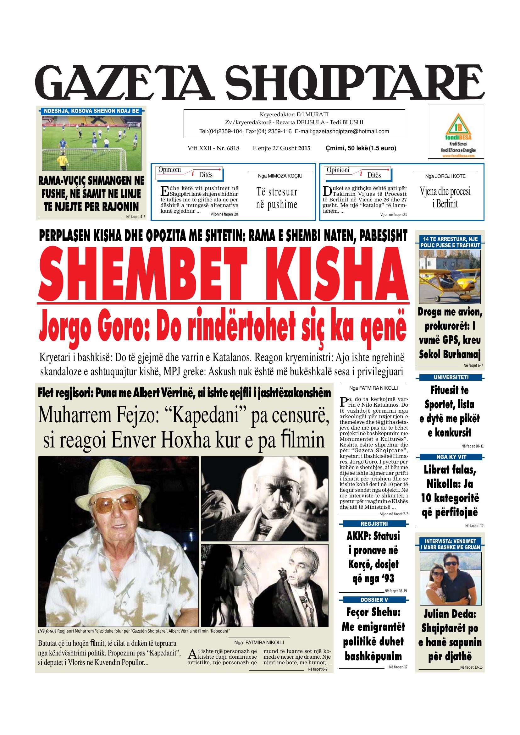 Gazeta Shqiptare 2015-08-27