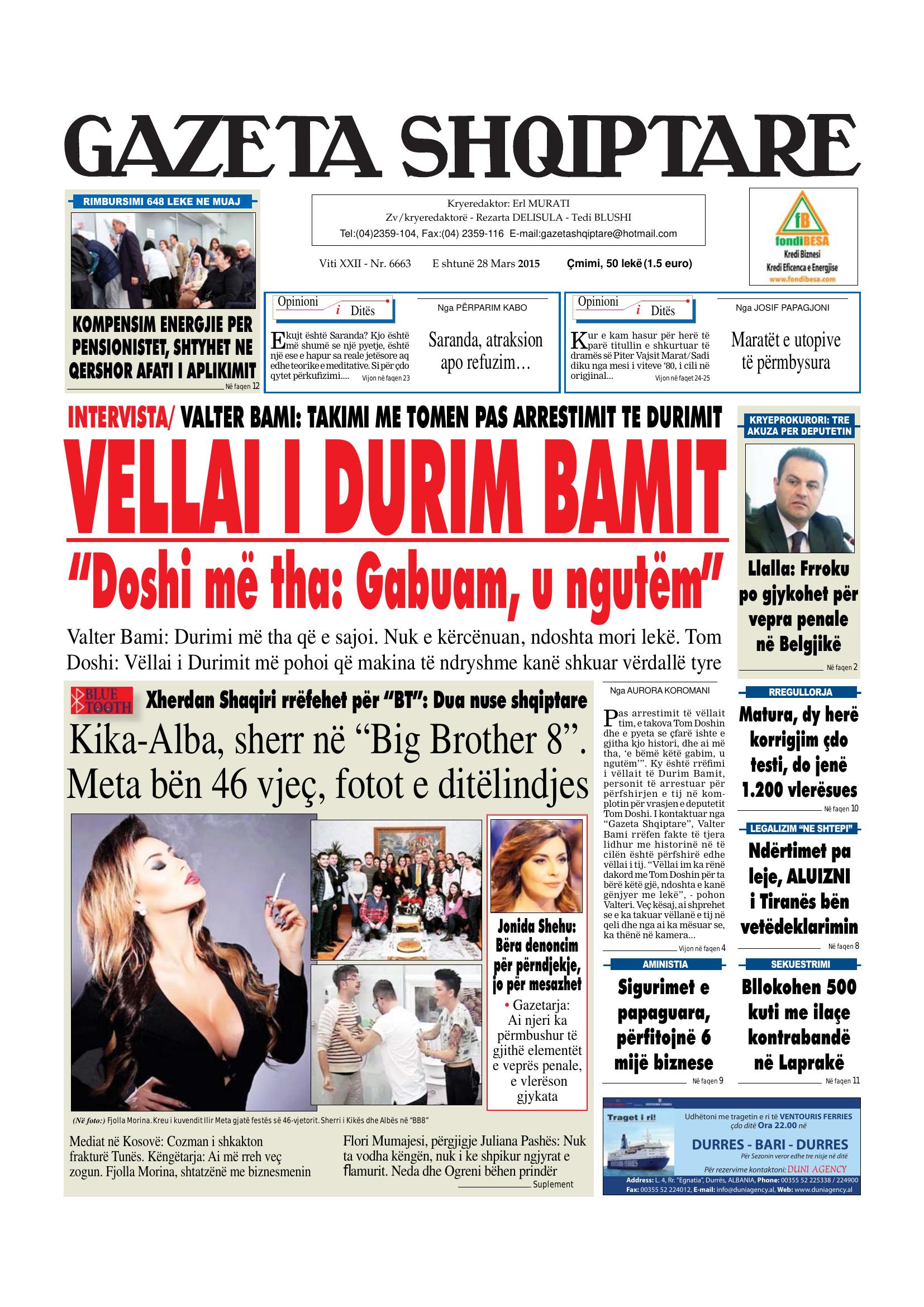 Gazeta Shqiptare 2015-03-28