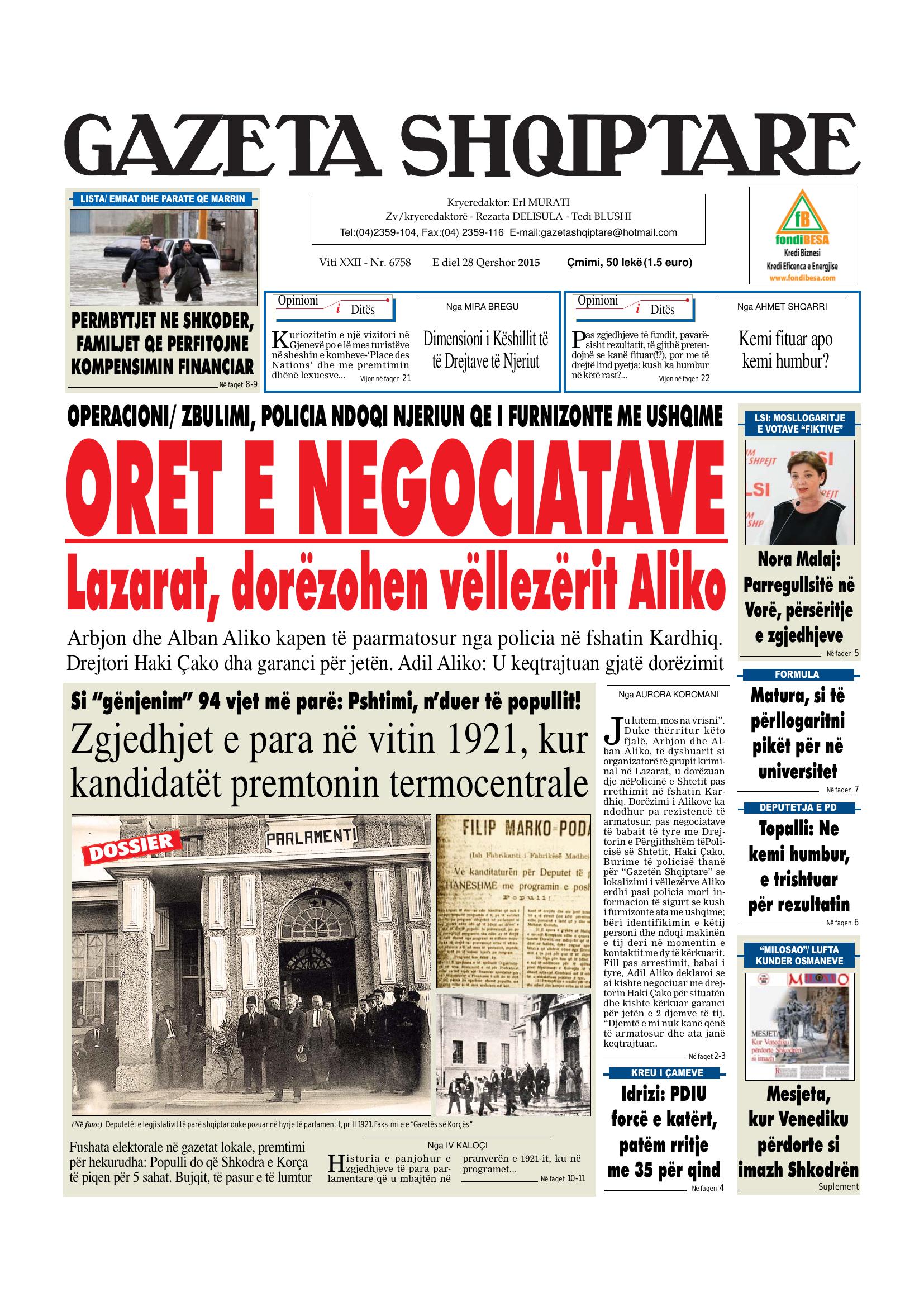Gazeta Shqiptare 2015-06-28