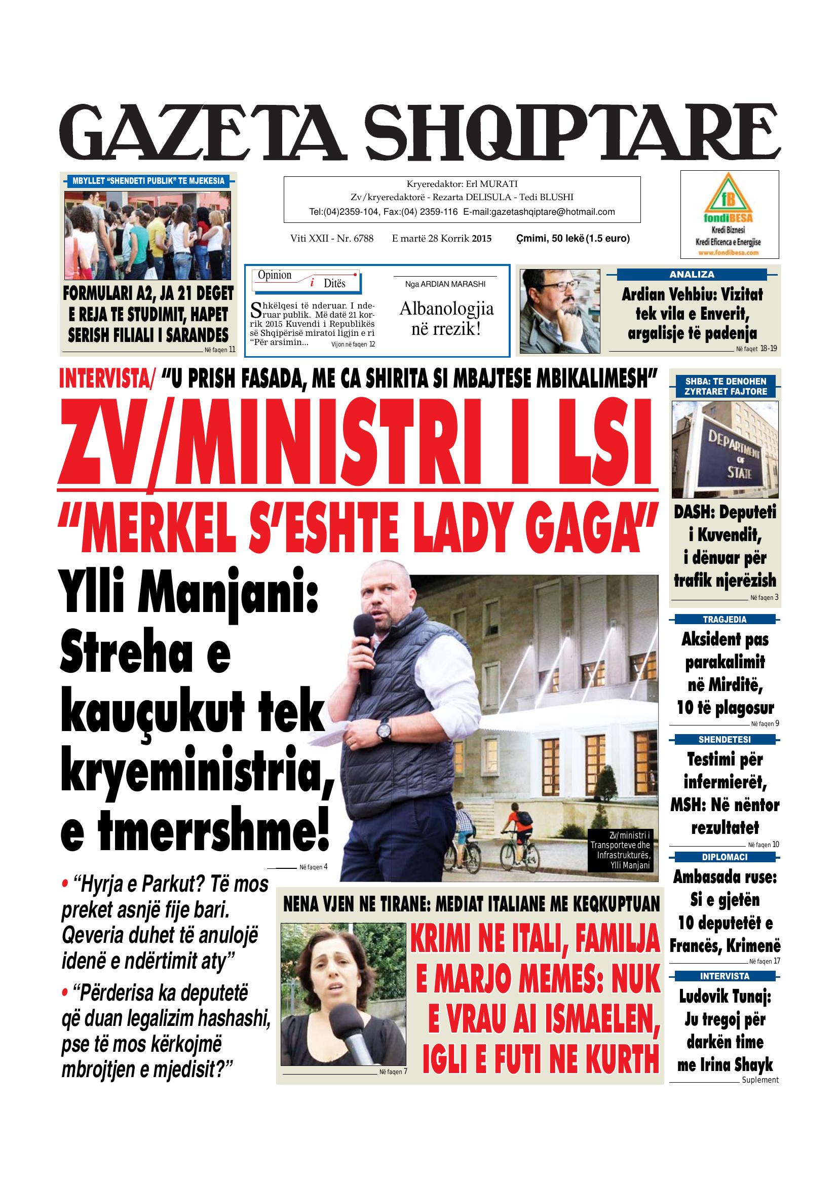 Gazeta Shqiptare 2015-07-28