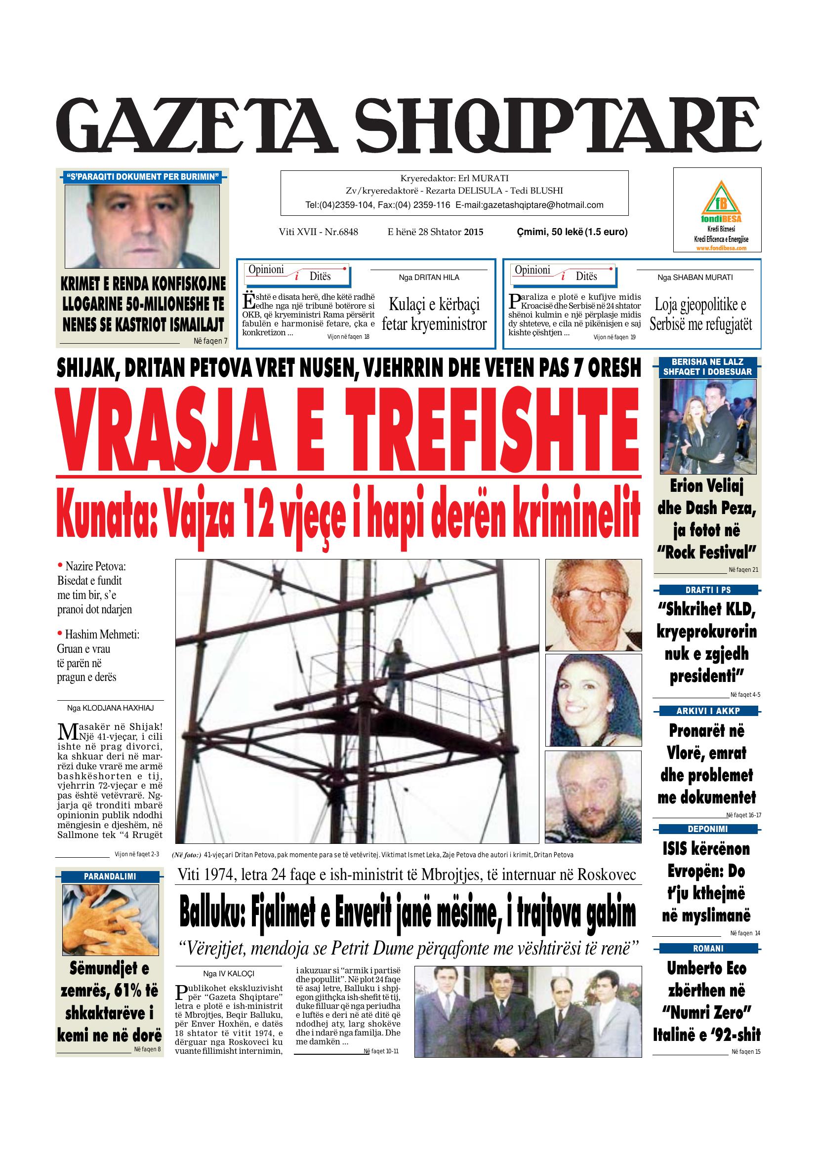 Gazeta Shqiptare 2015-09-28