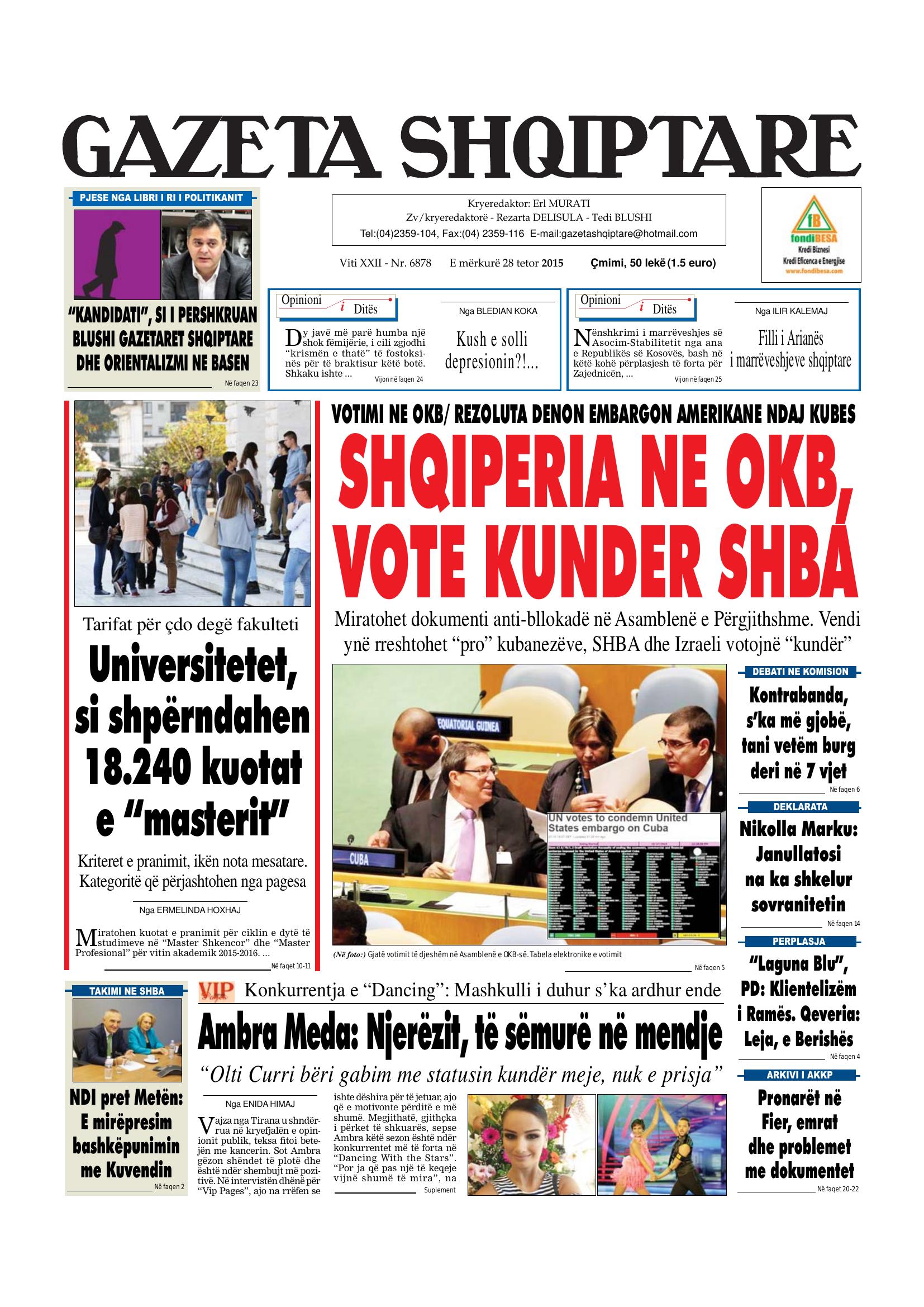 Gazeta Shqiptare 2015-10-28