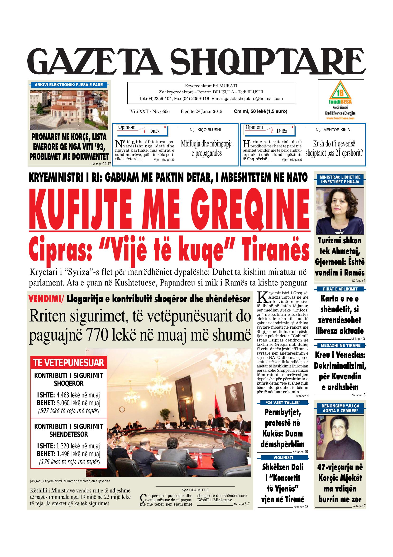 Gazeta Shqiptare 2015-01-29