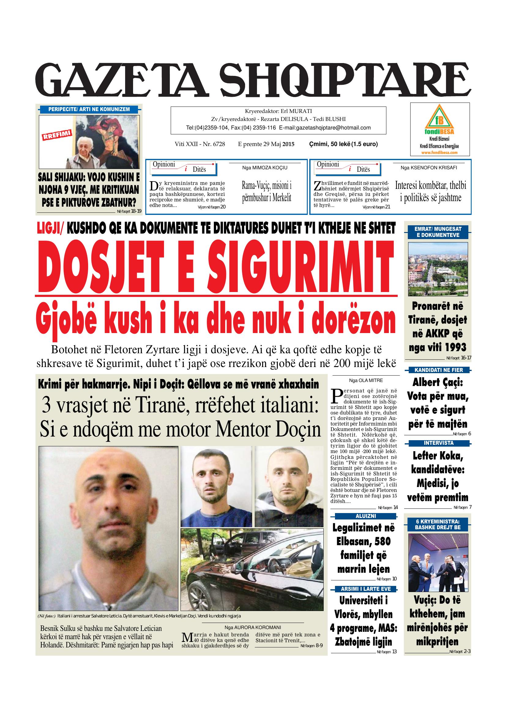 Gazeta Shqiptare 2015-05-29