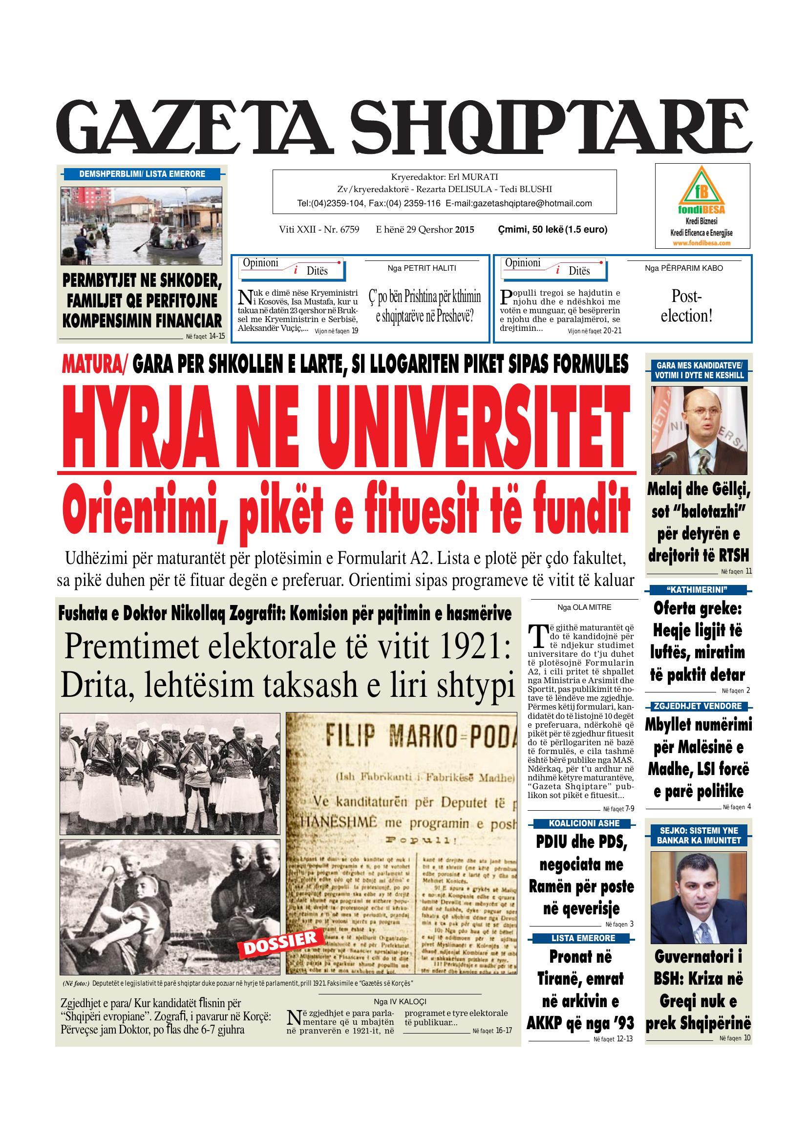 Gazeta Shqiptare 2015-06-29