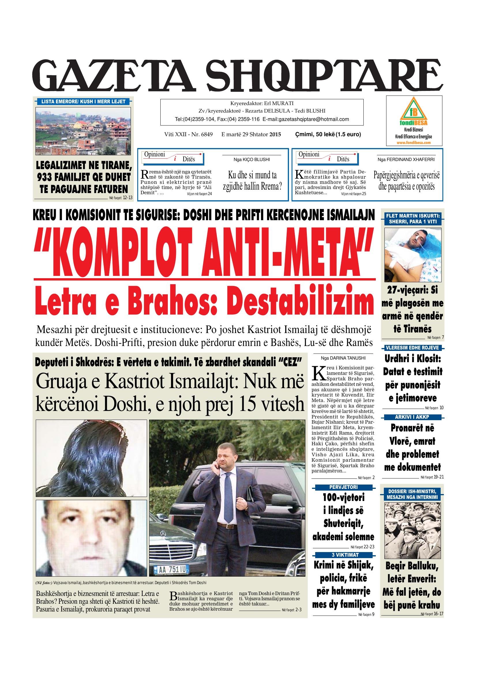 Gazeta Shqiptare 2015-09-29