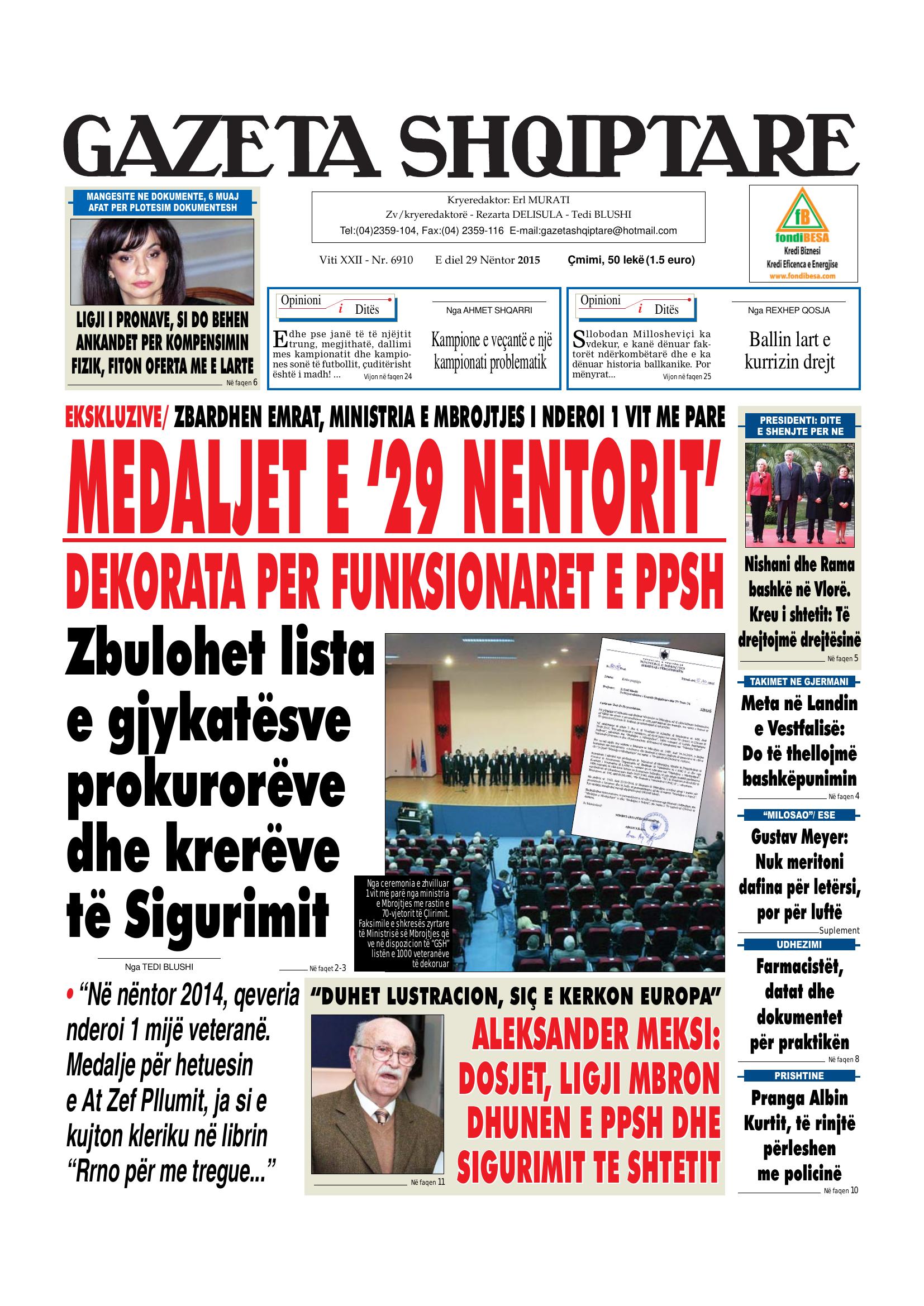 Gazeta Shqiptare 2015-11-29