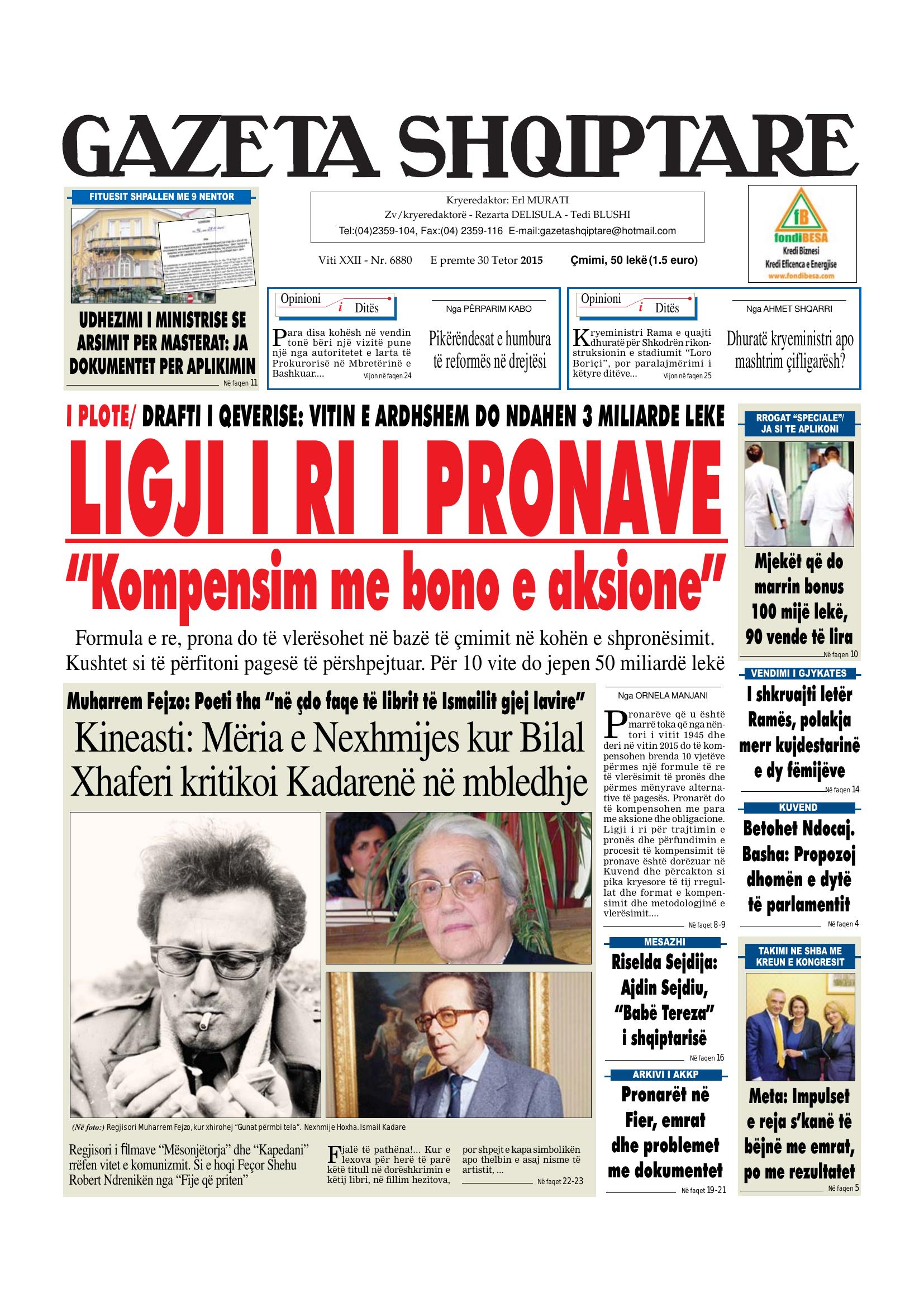 Gazeta Shqiptare 2015-10-30