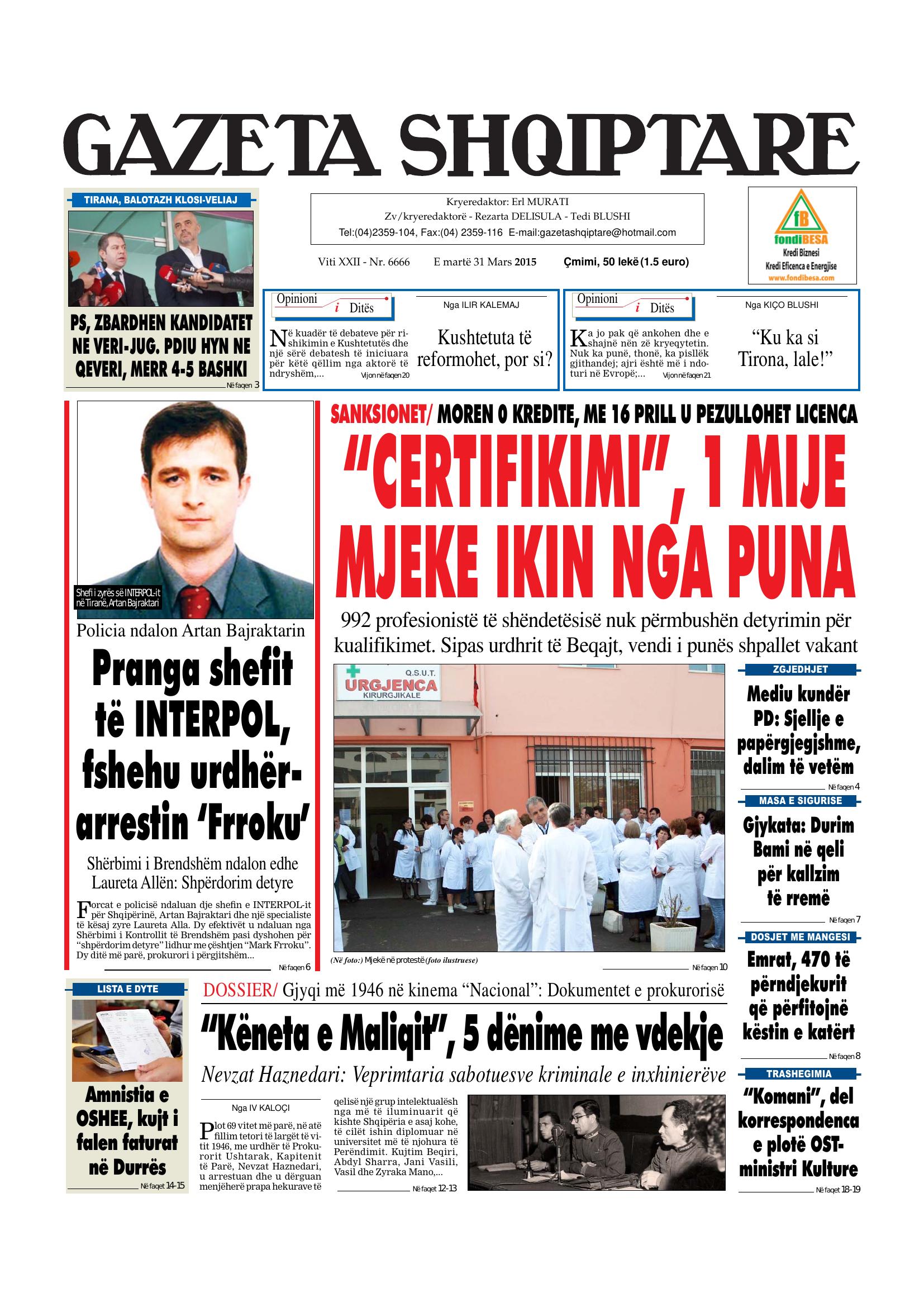 Gazeta Shqiptare 2015-03-31