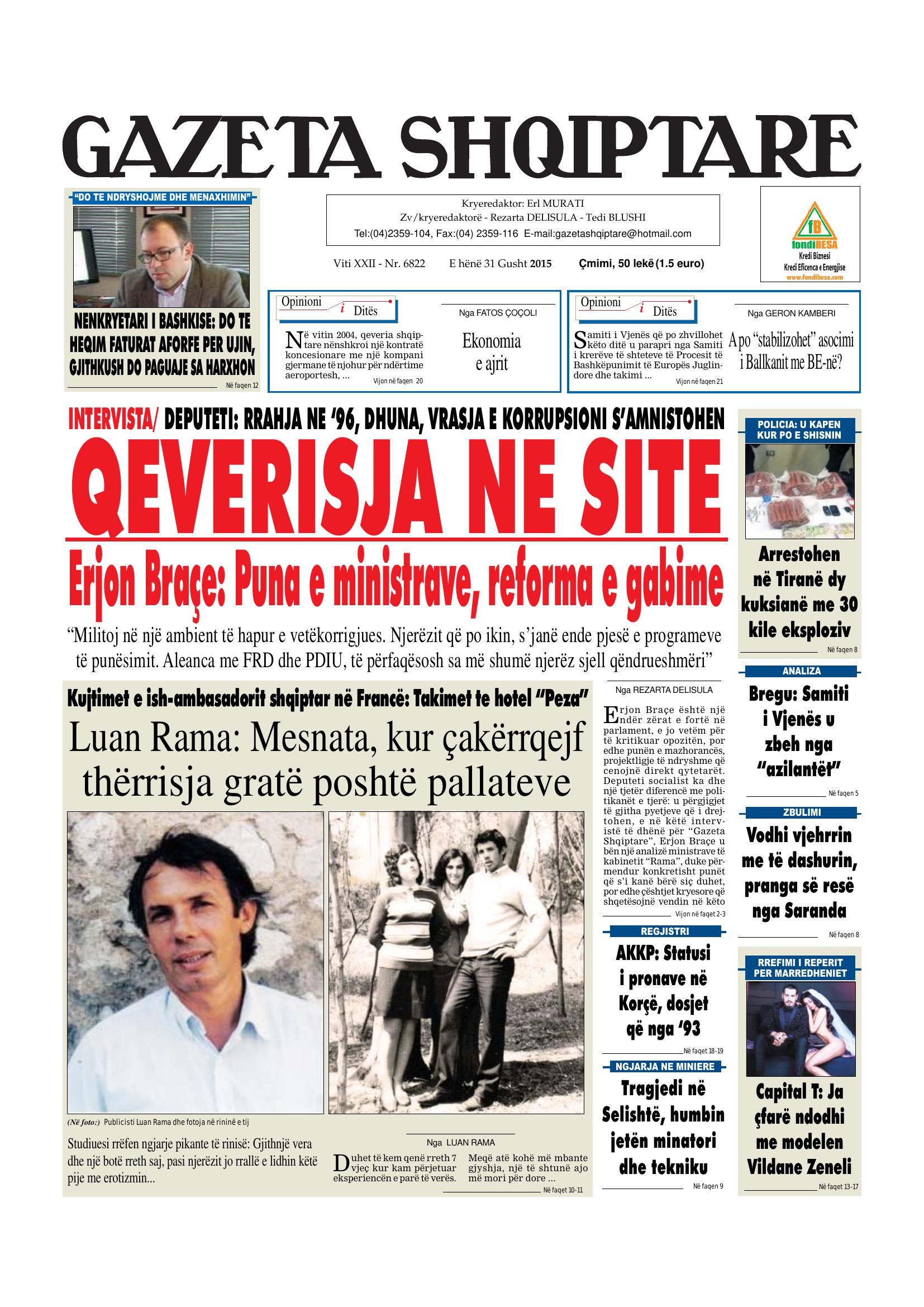 Gazeta Shqiptare 2015-08-31