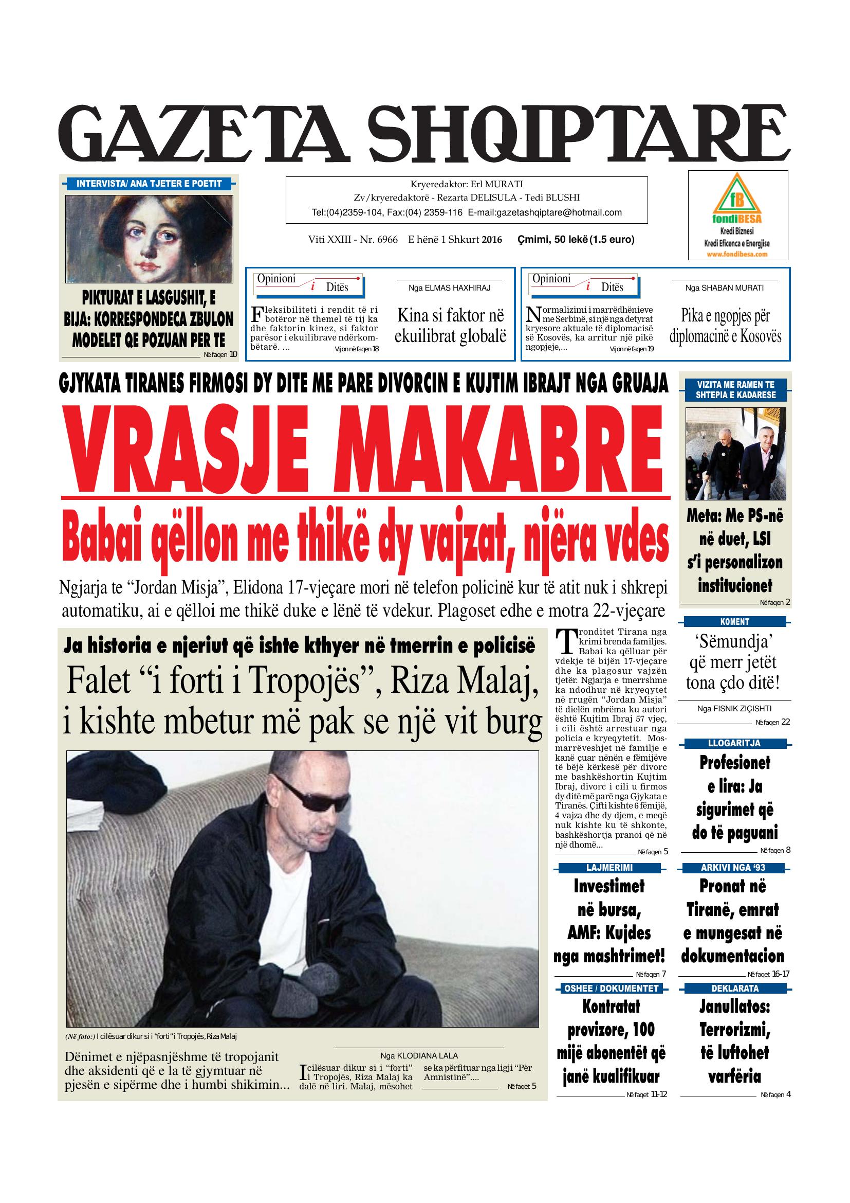 Gazeta Shqiptare 2016-02-01