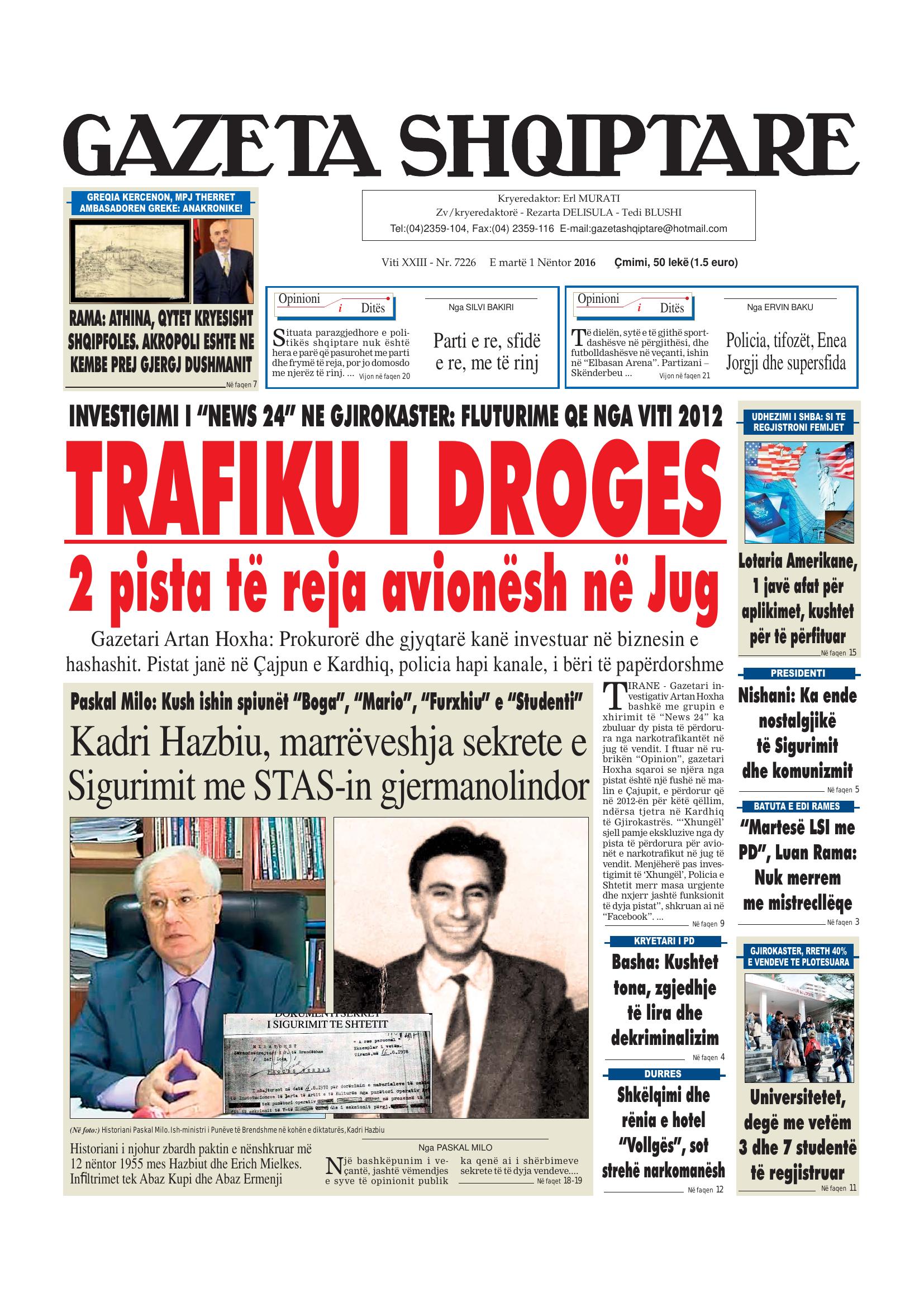 Gazeta Shqiptare 2016-11-01