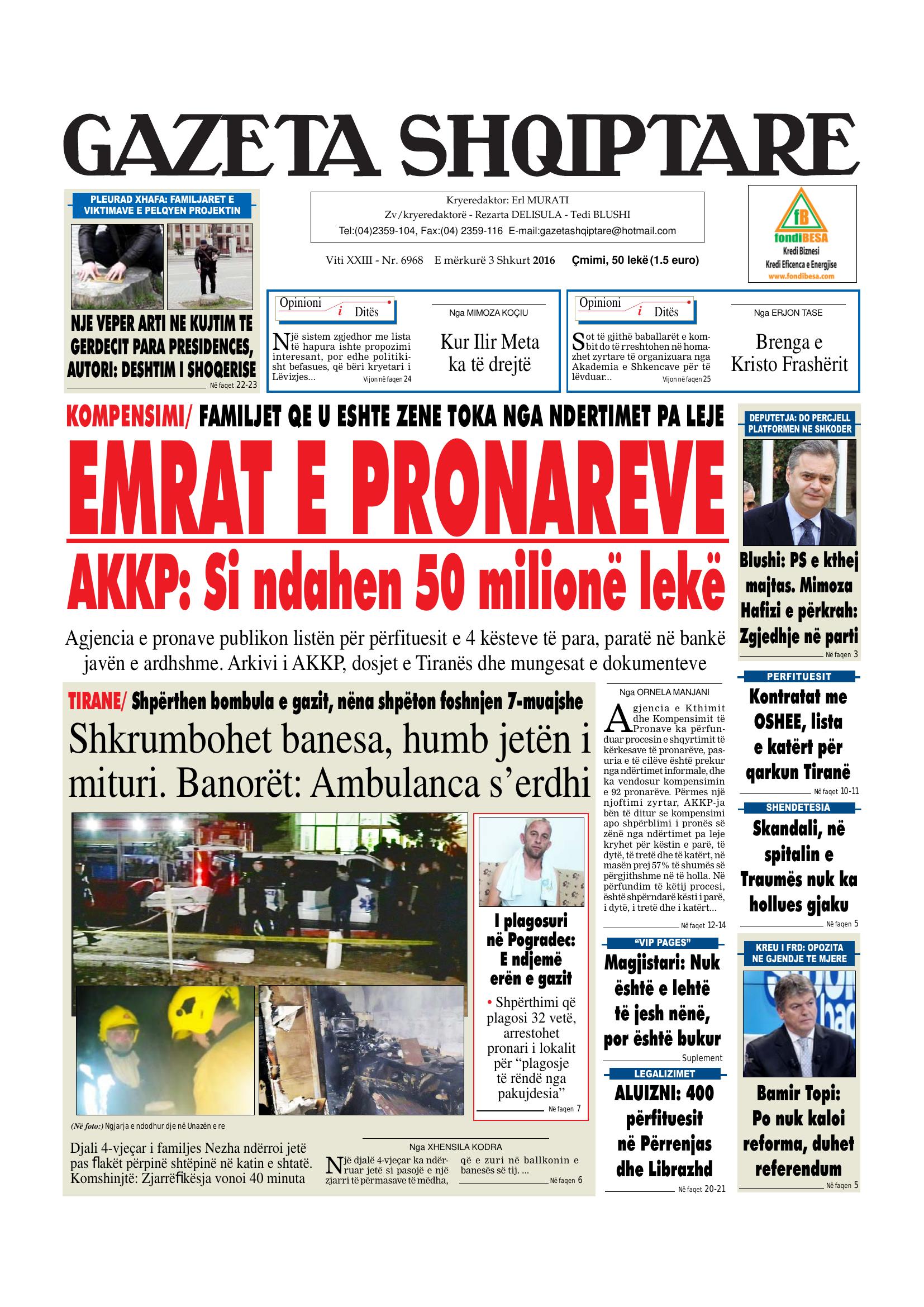 Gazeta Shqiptare 2016-02-03