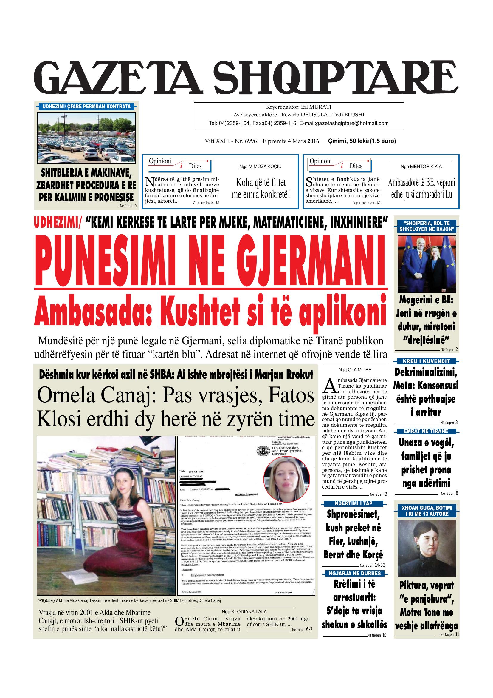 Gazeta Shqiptare 2016-03-04