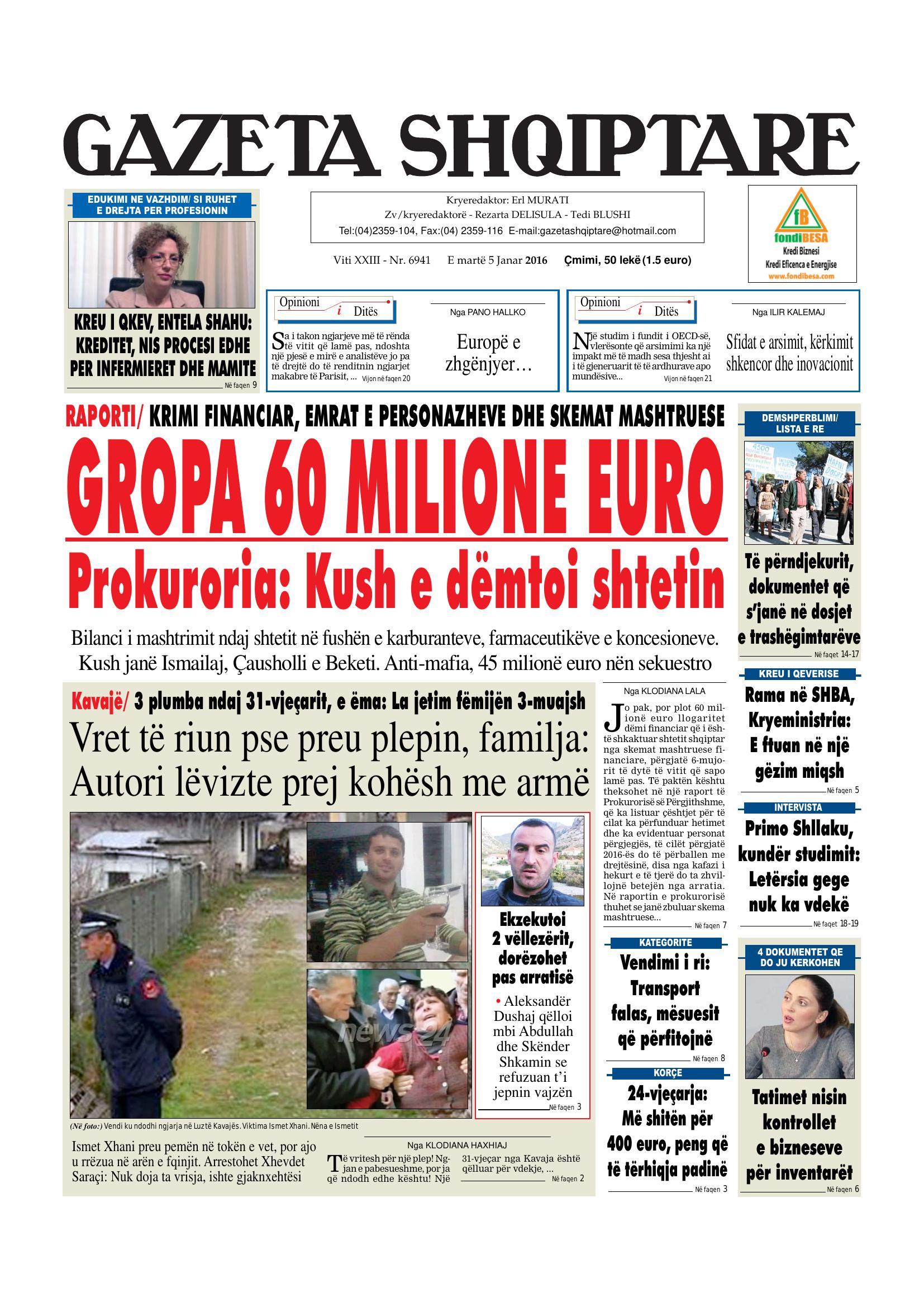 Gazeta Shqiptare 2016-01-05