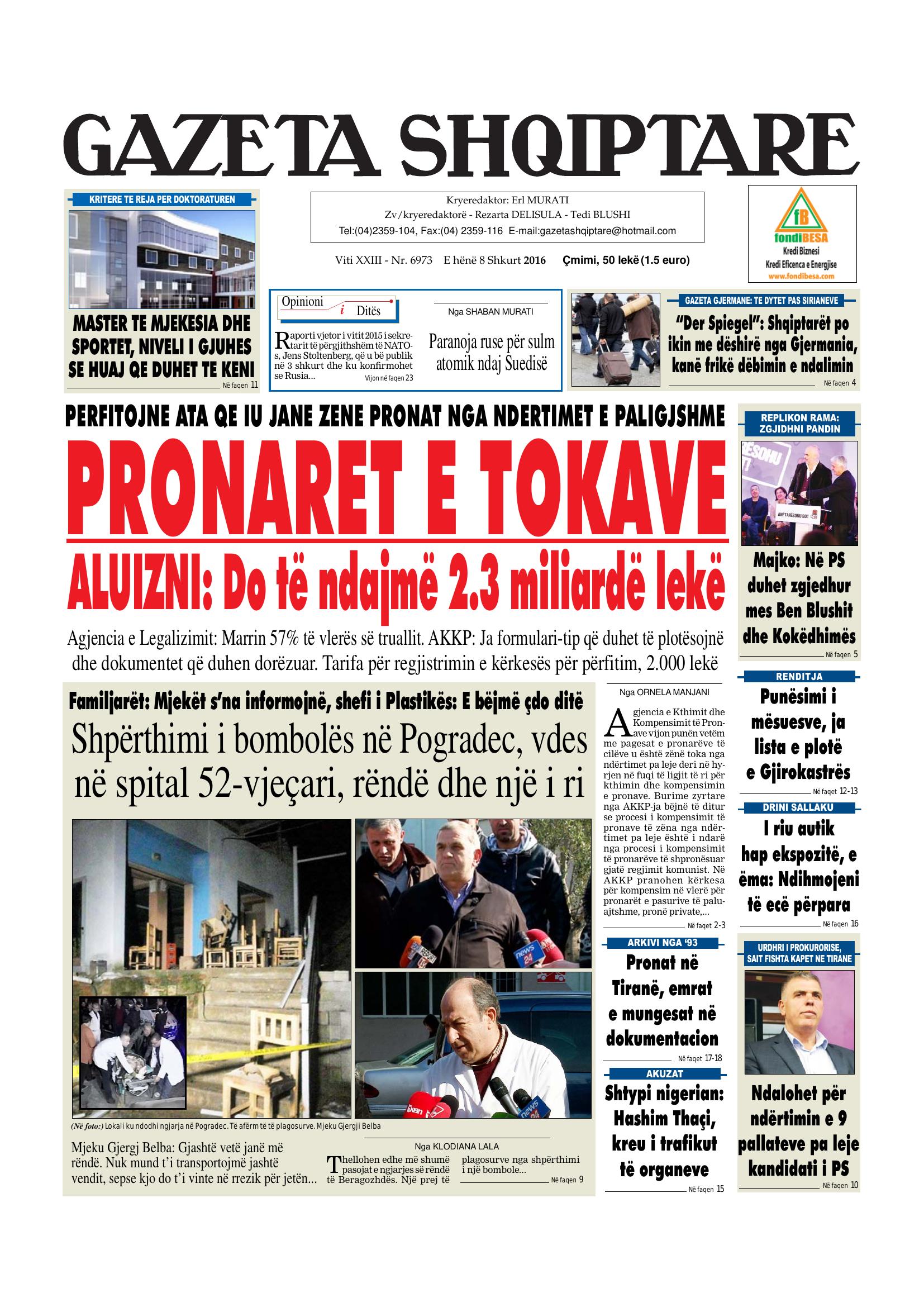 Gazeta Shqiptare 2016-02-08