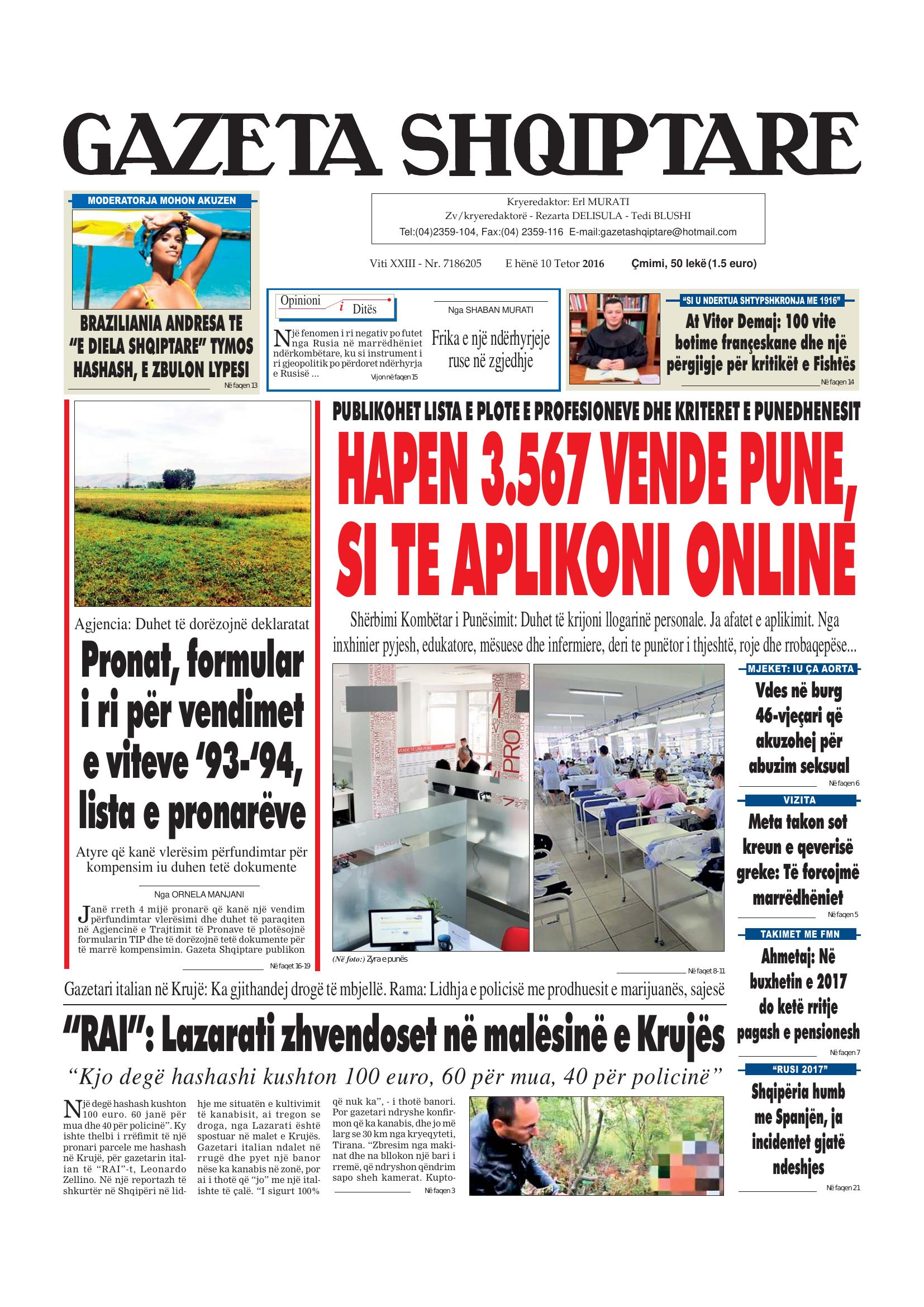 Gazeta Shqiptare 2016-10-10