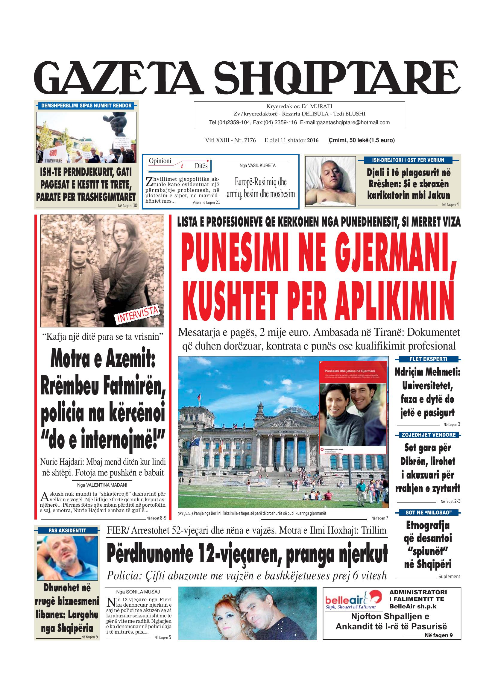 Gazeta Shqiptare 2016-09-11