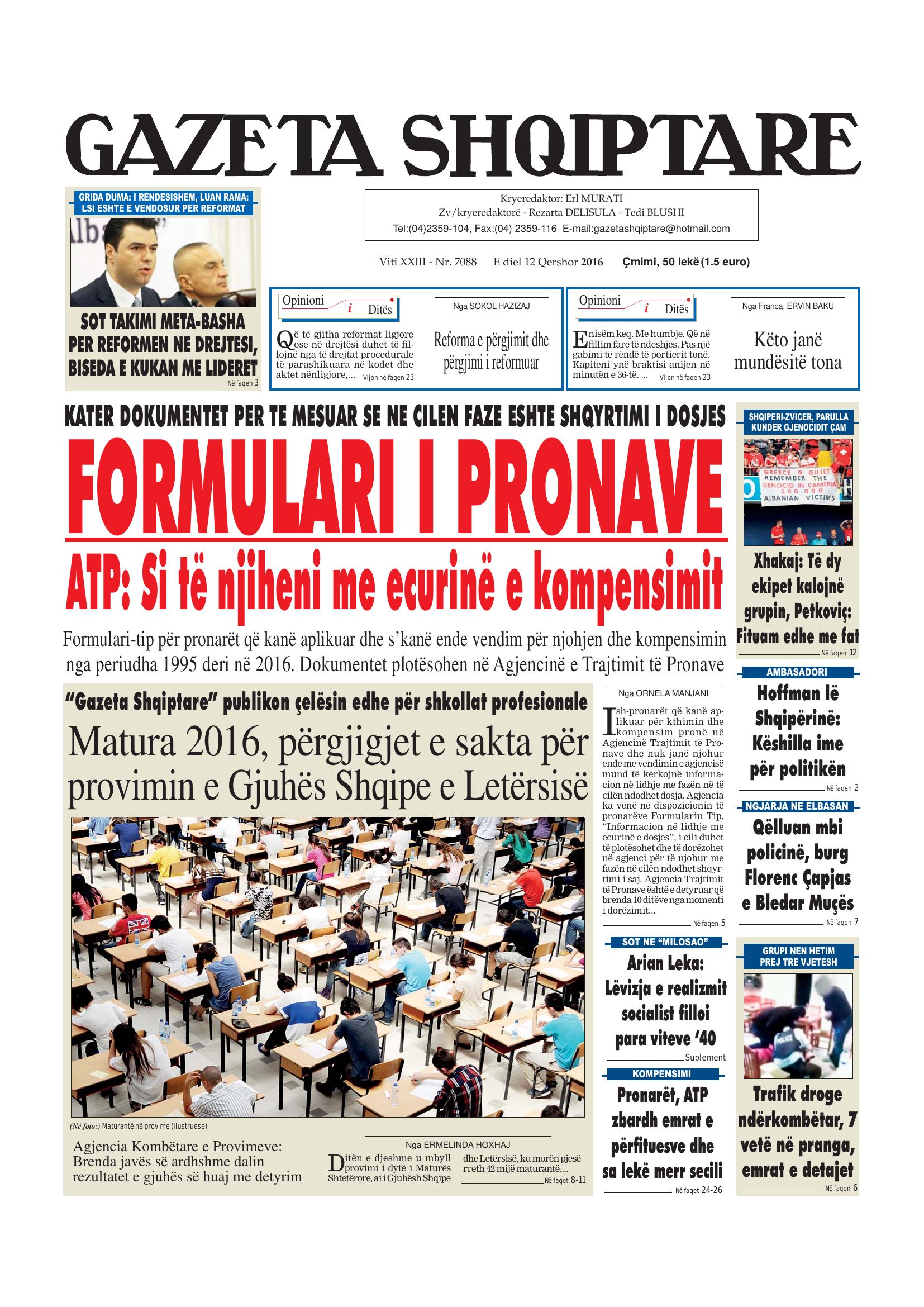 Gazeta Shqiptare 2016-06-12
