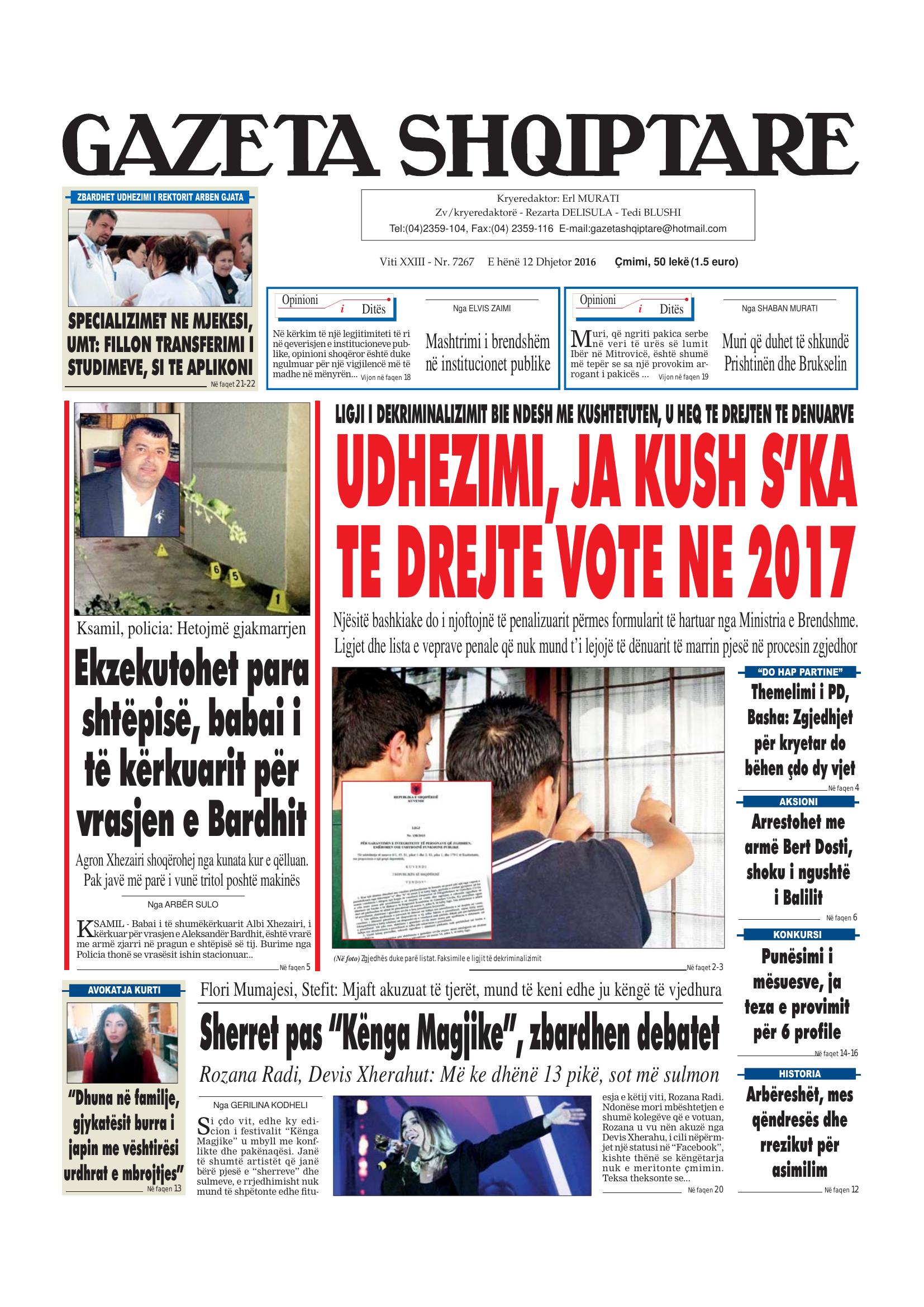 Gazeta Shqiptare 2016-12-12