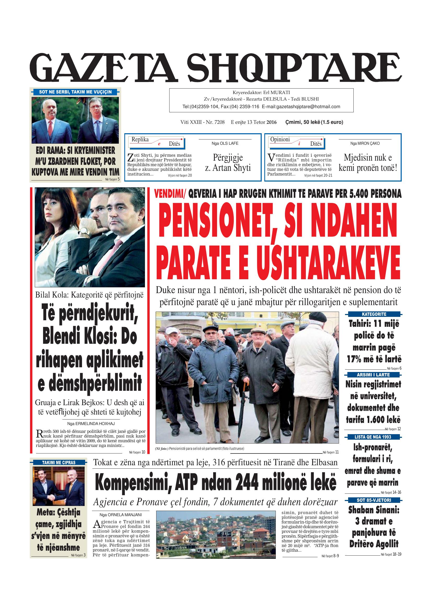 Gazeta Shqiptare 2016-10-13