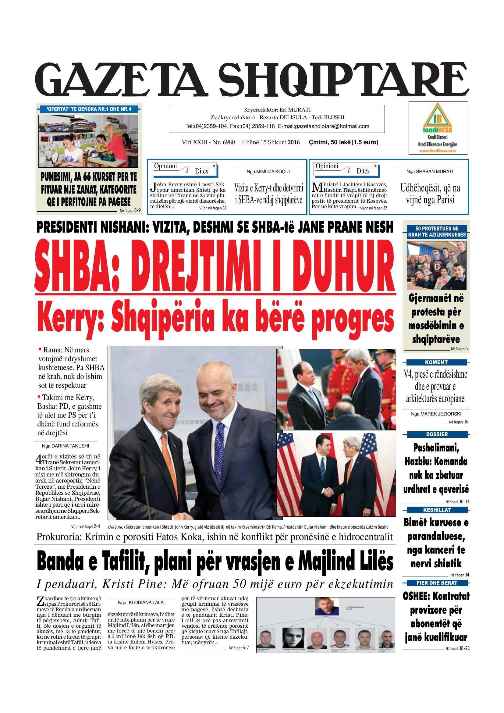 Gazeta Shqiptare 2016-02-15
