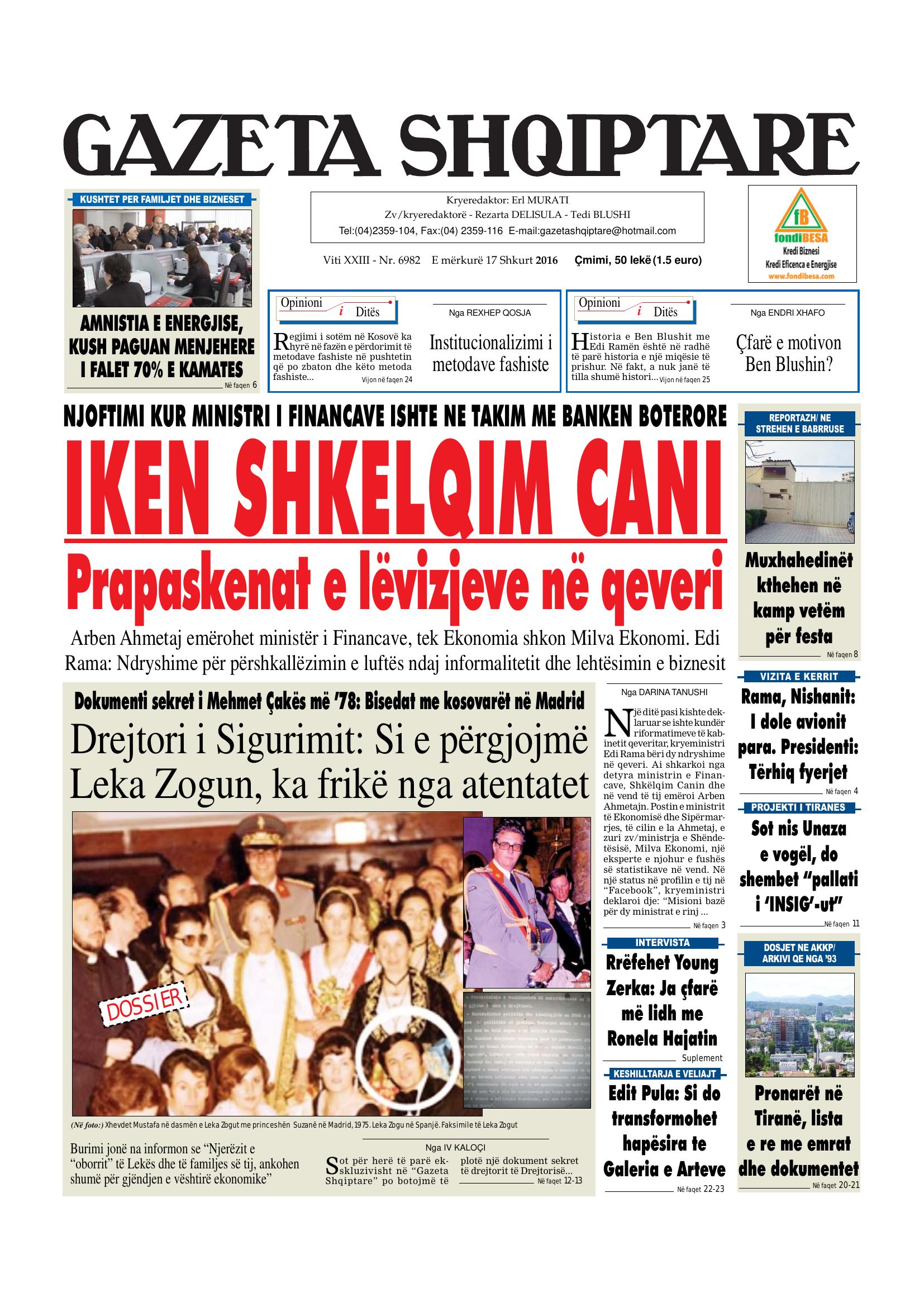 Gazeta Shqiptare 2016-02-17