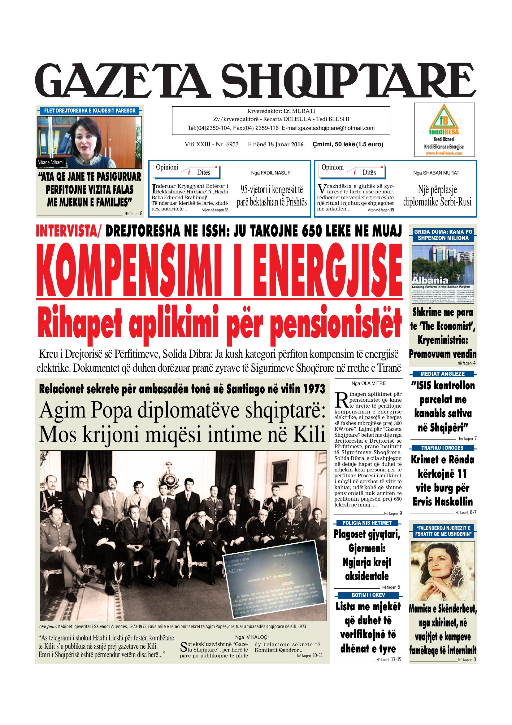 Gazeta Shqiptare 2016-01-18
