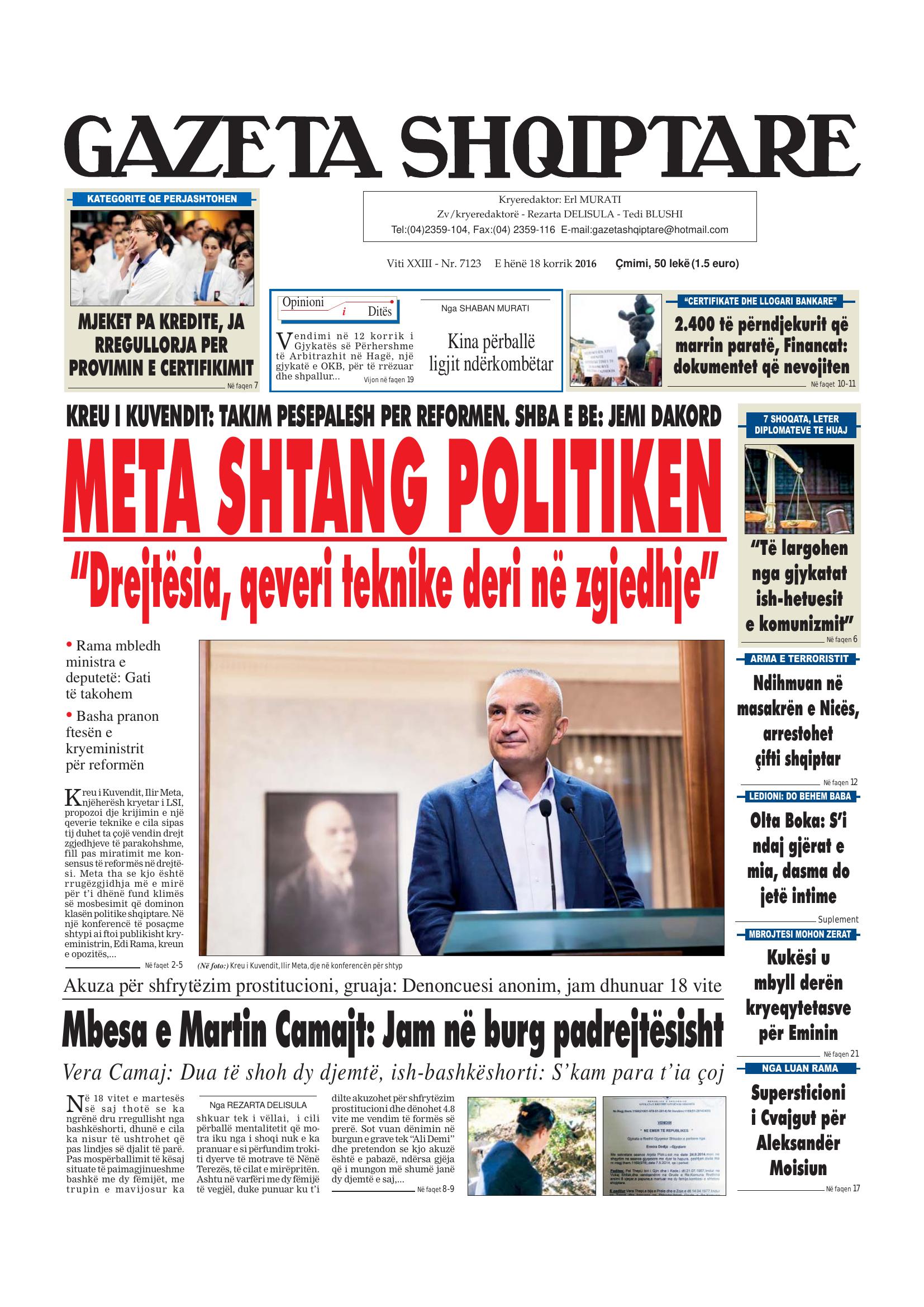 Gazeta Shqiptare 2016-07-18
