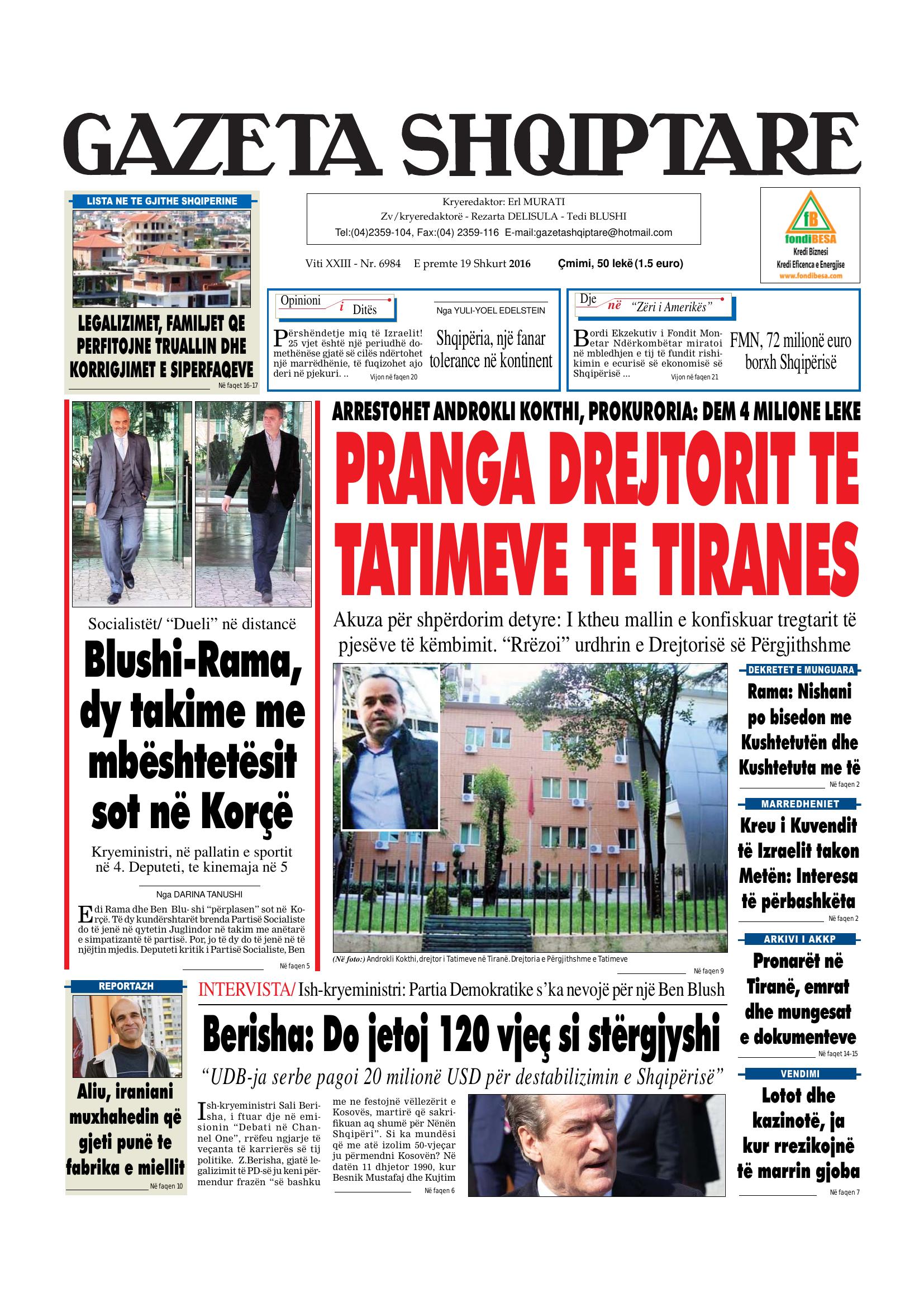 Gazeta Shqiptare 2016-02-19