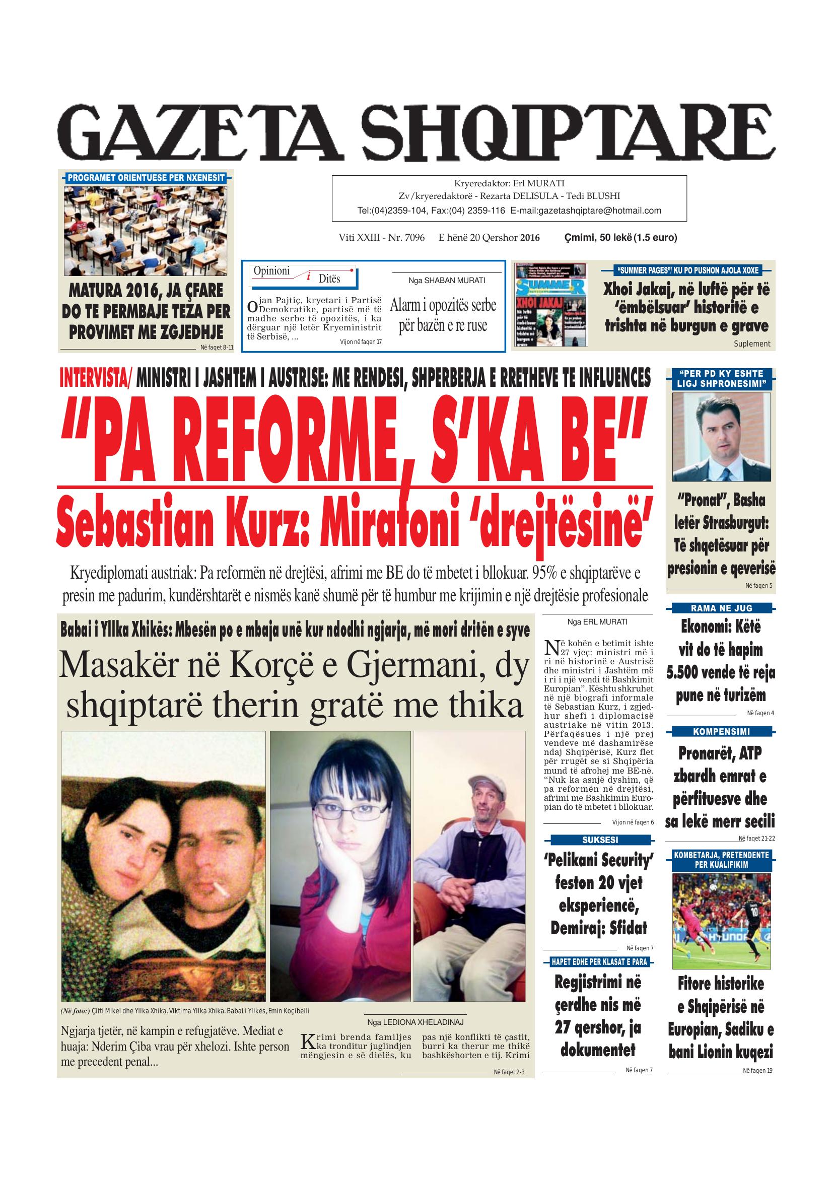 Gazeta Shqiptare 2016-06-20