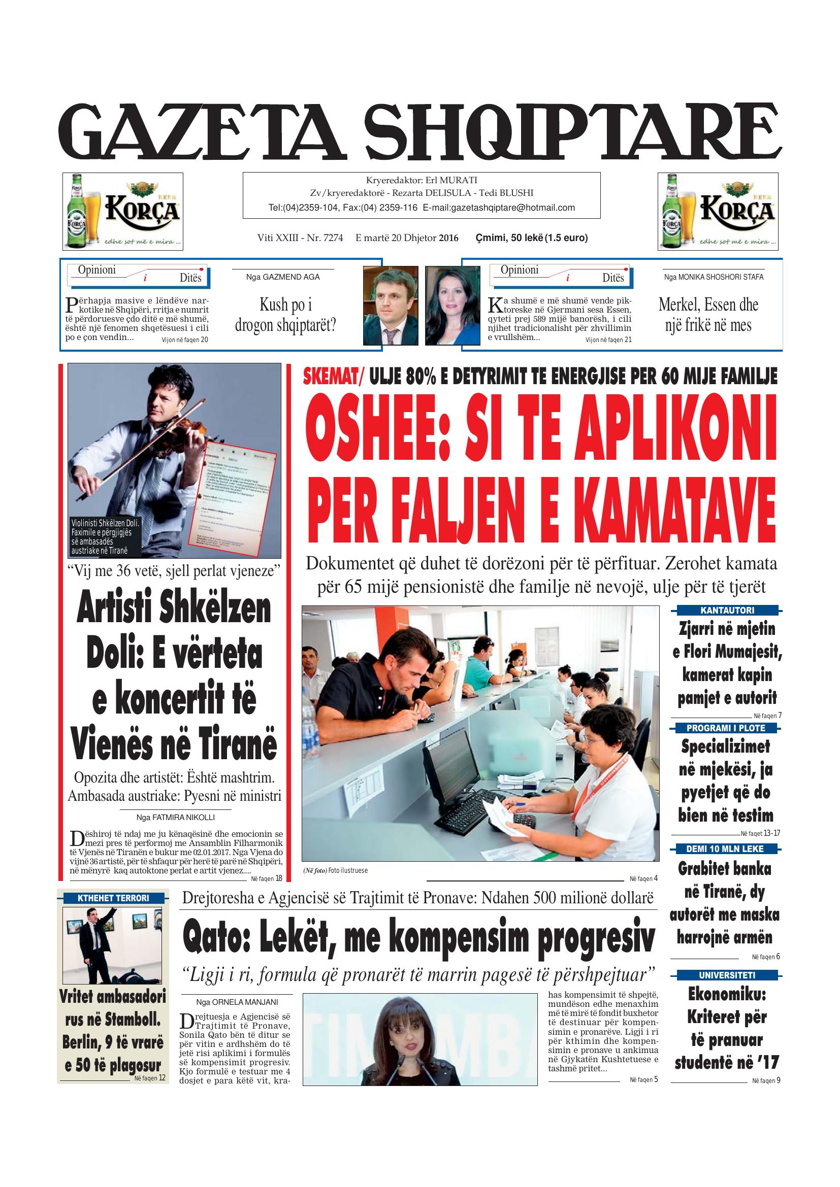Gazeta Shqiptare 2016-12-20