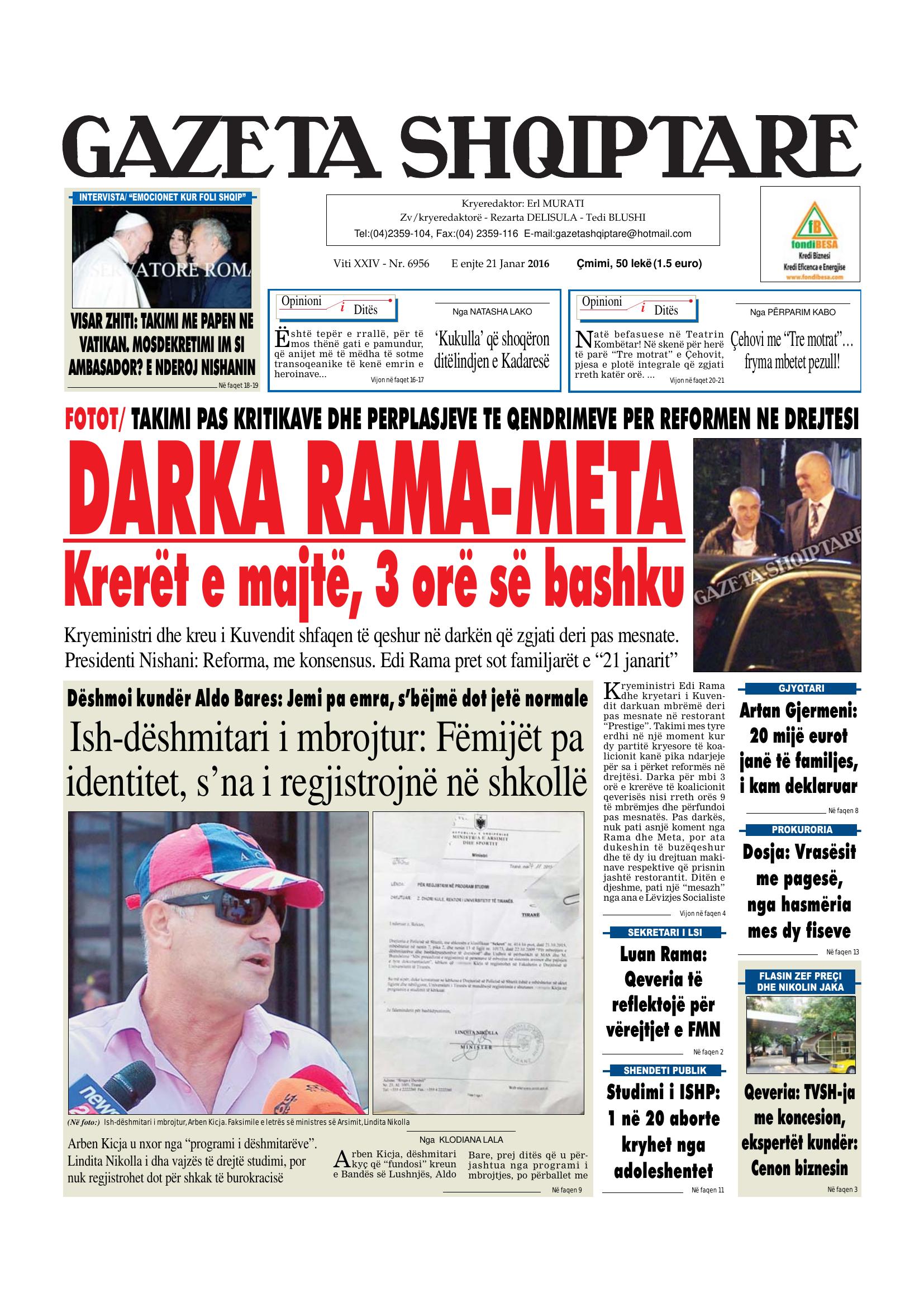 Gazeta Shqiptare 2016-01-21