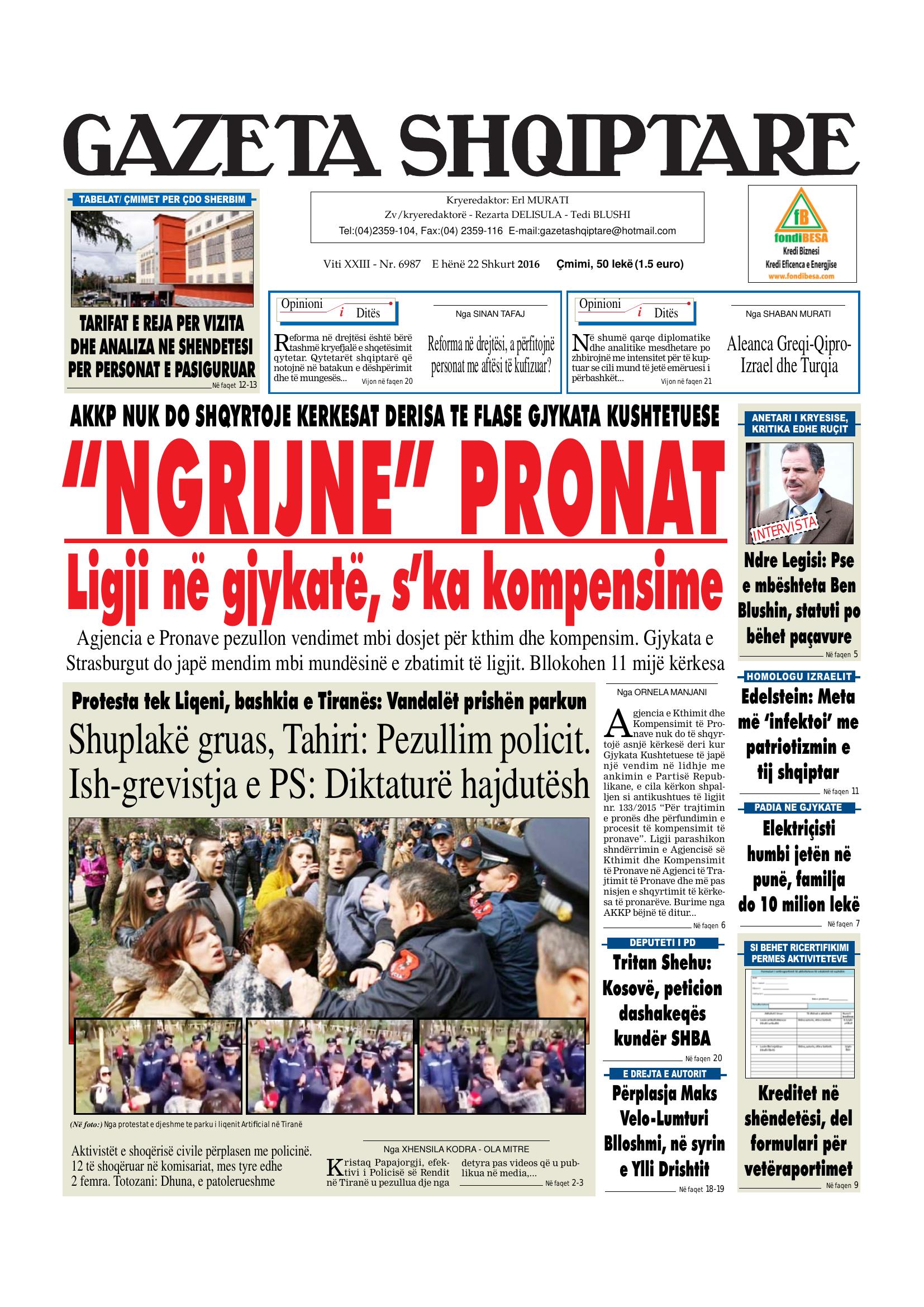 Gazeta Shqiptare 2016-02-22