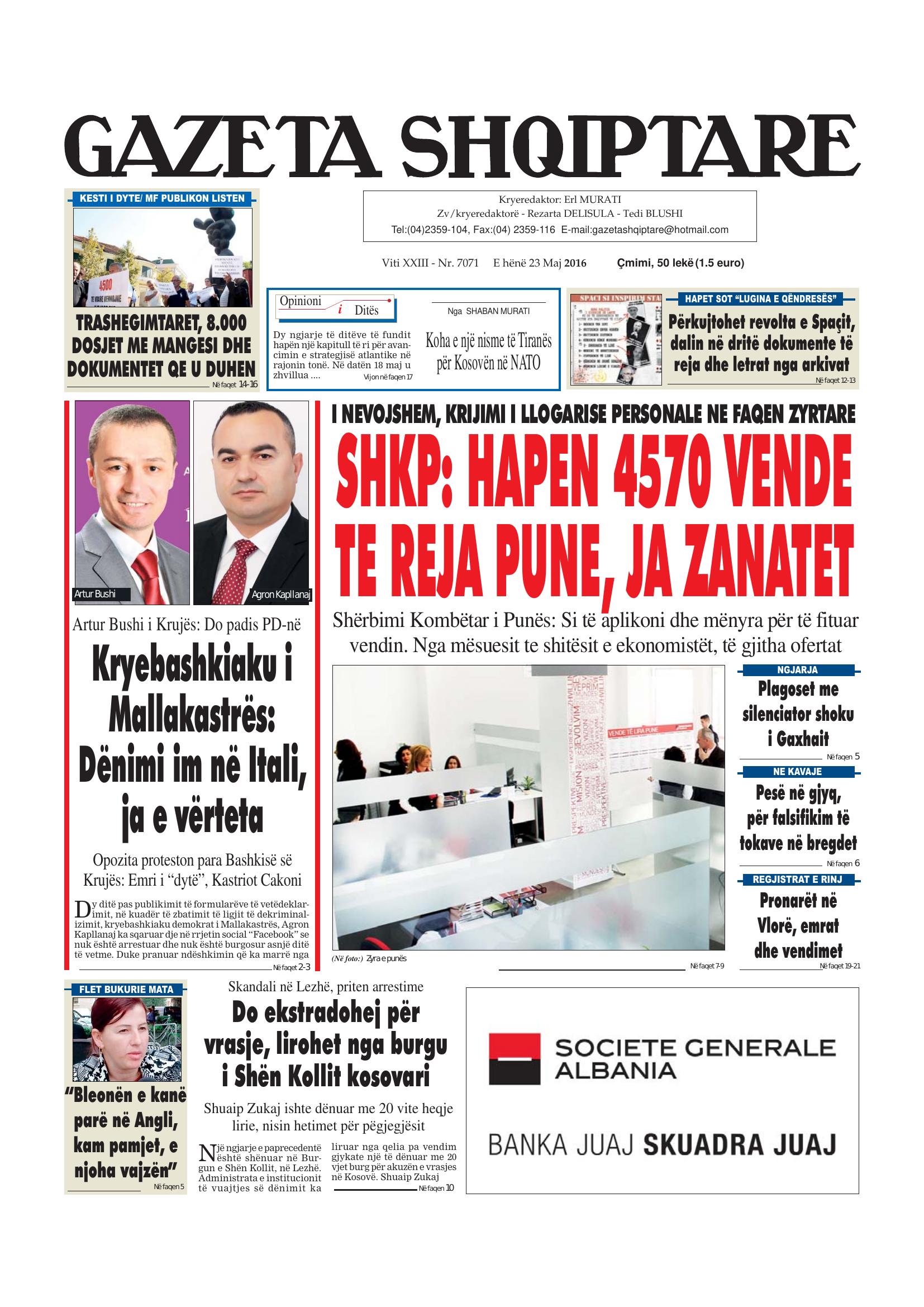 Gazeta Shqiptare 2016-05-23