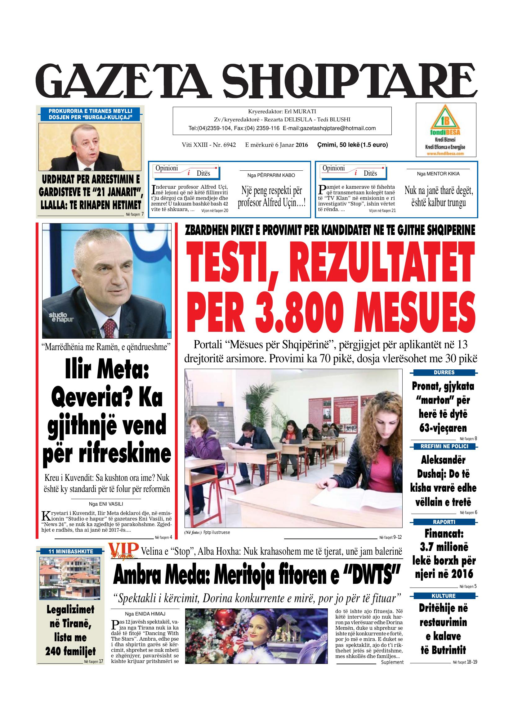 Gazeta Shqiptare 2016-01-06