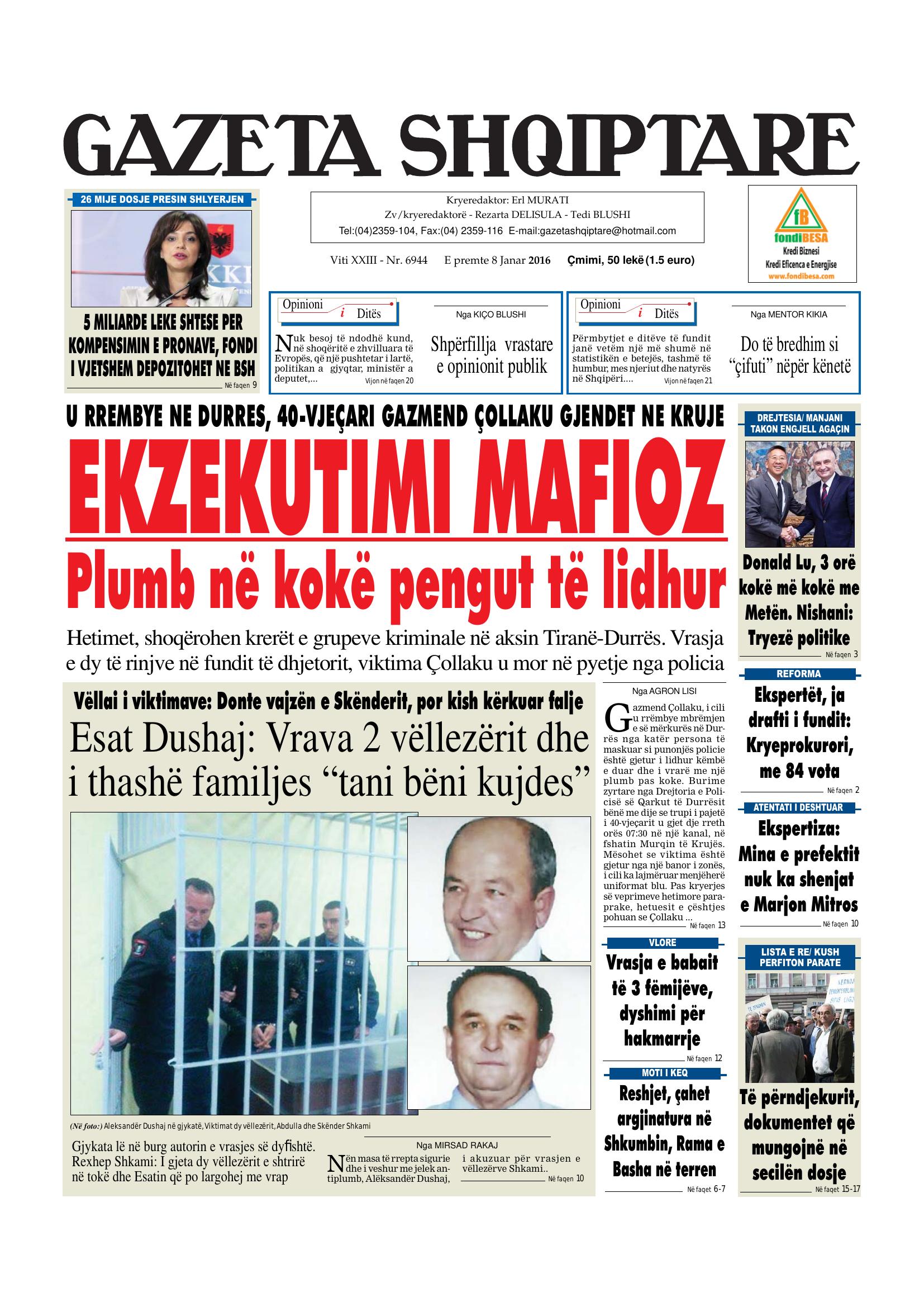 Gazeta Shqiptare 2016-01-08