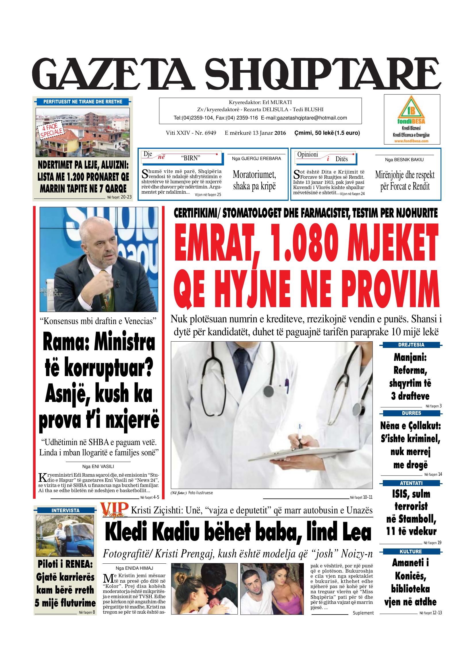 Gazeta Shqiptare 2016-01-13