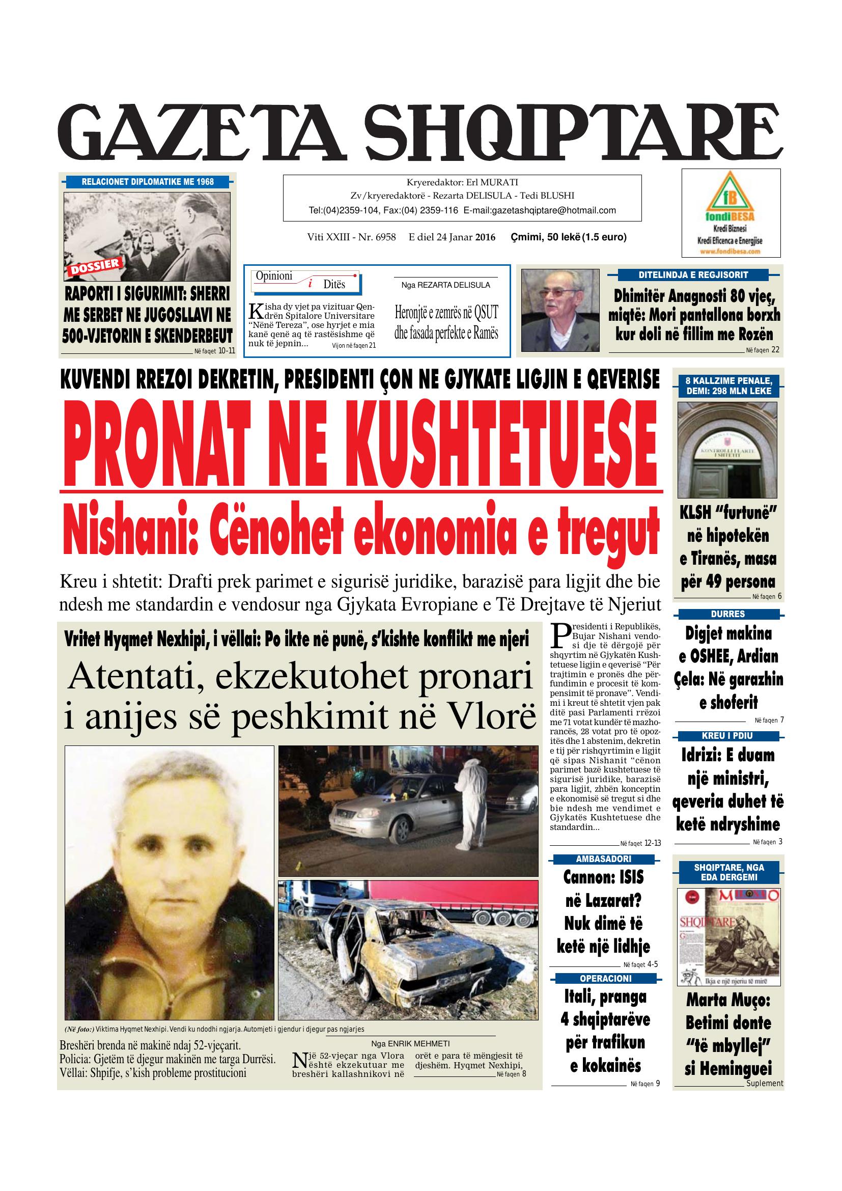 Gazeta Shqiptare 2016-01-24
