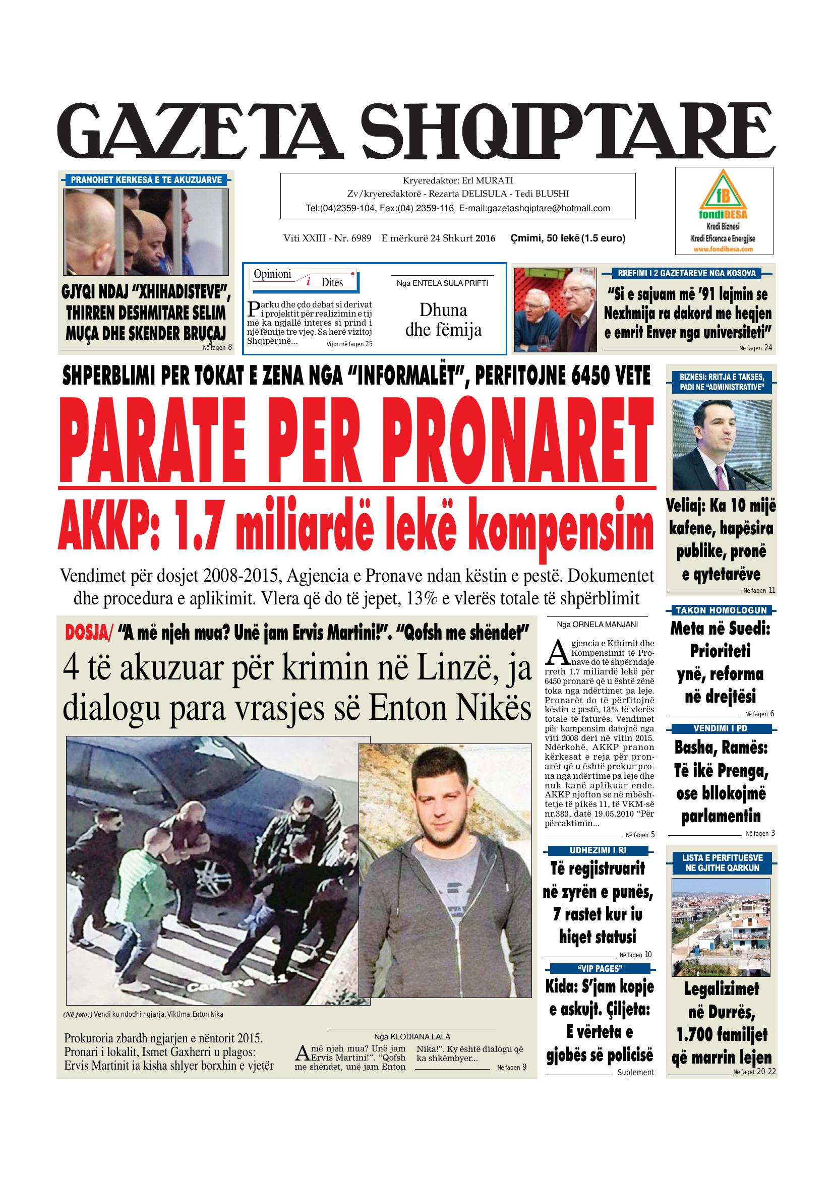 Gazeta Shqiptare 2016-02-24