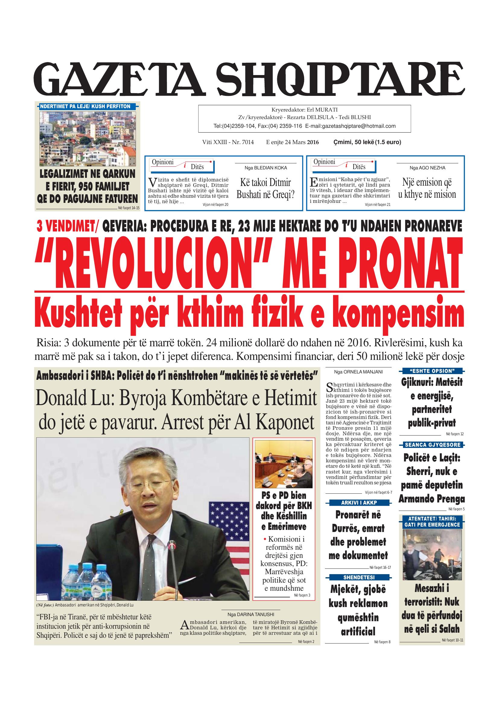 Gazeta Shqiptare 2016-03-24