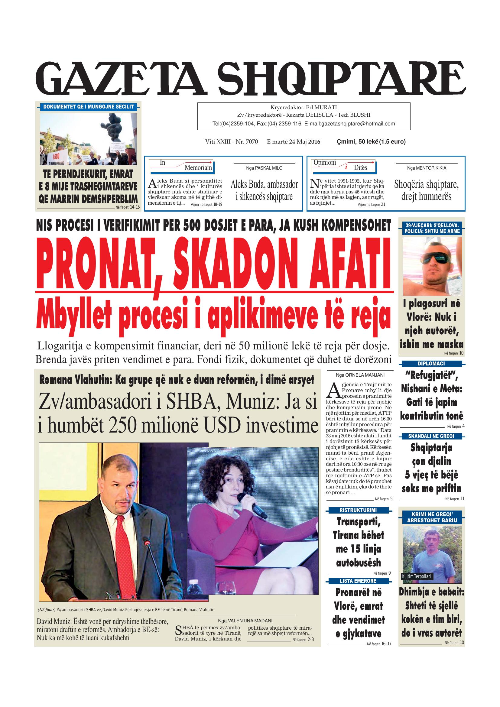 Gazeta Shqiptare 2016-05-24