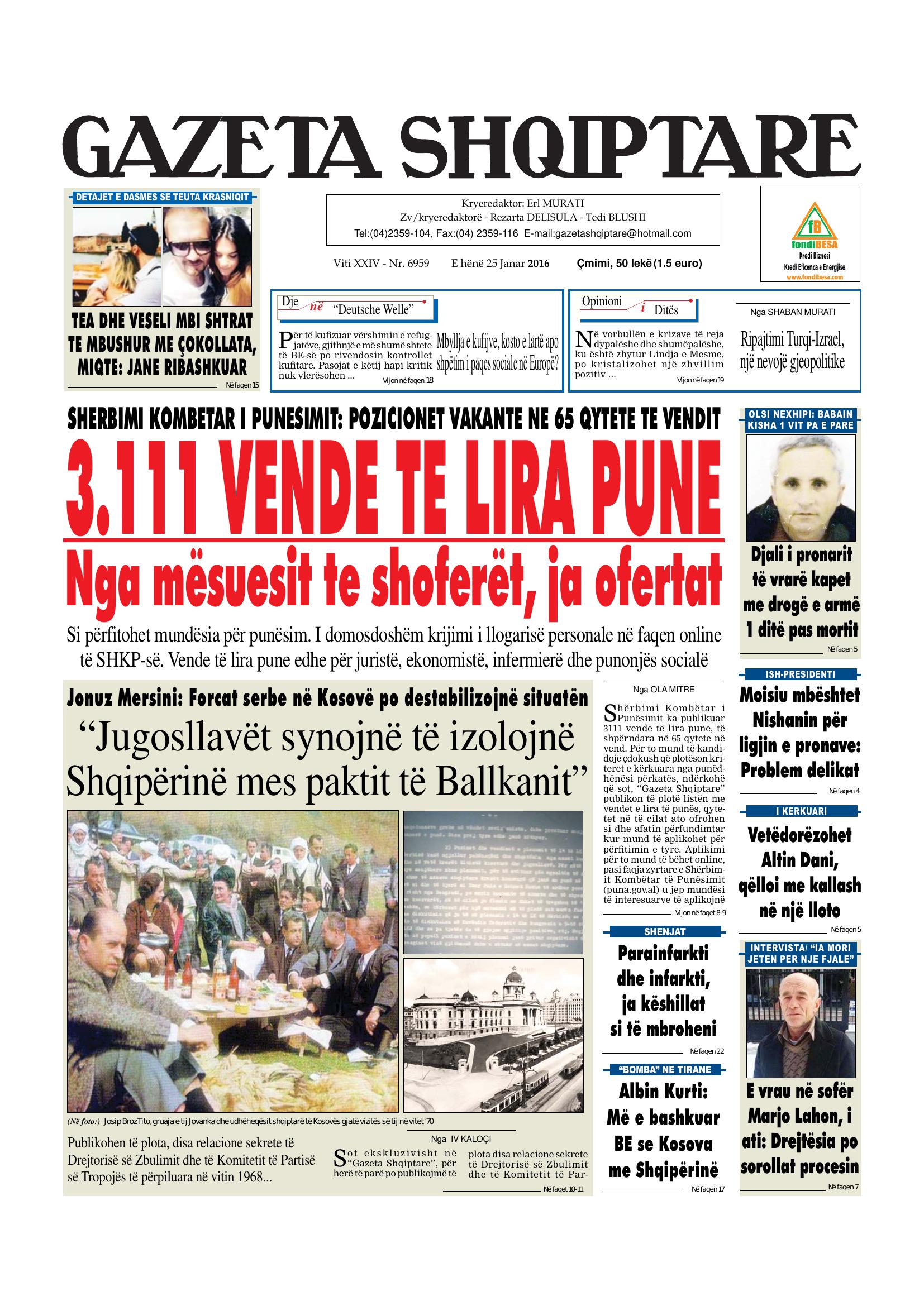 Gazeta Shqiptare 2016-01-25