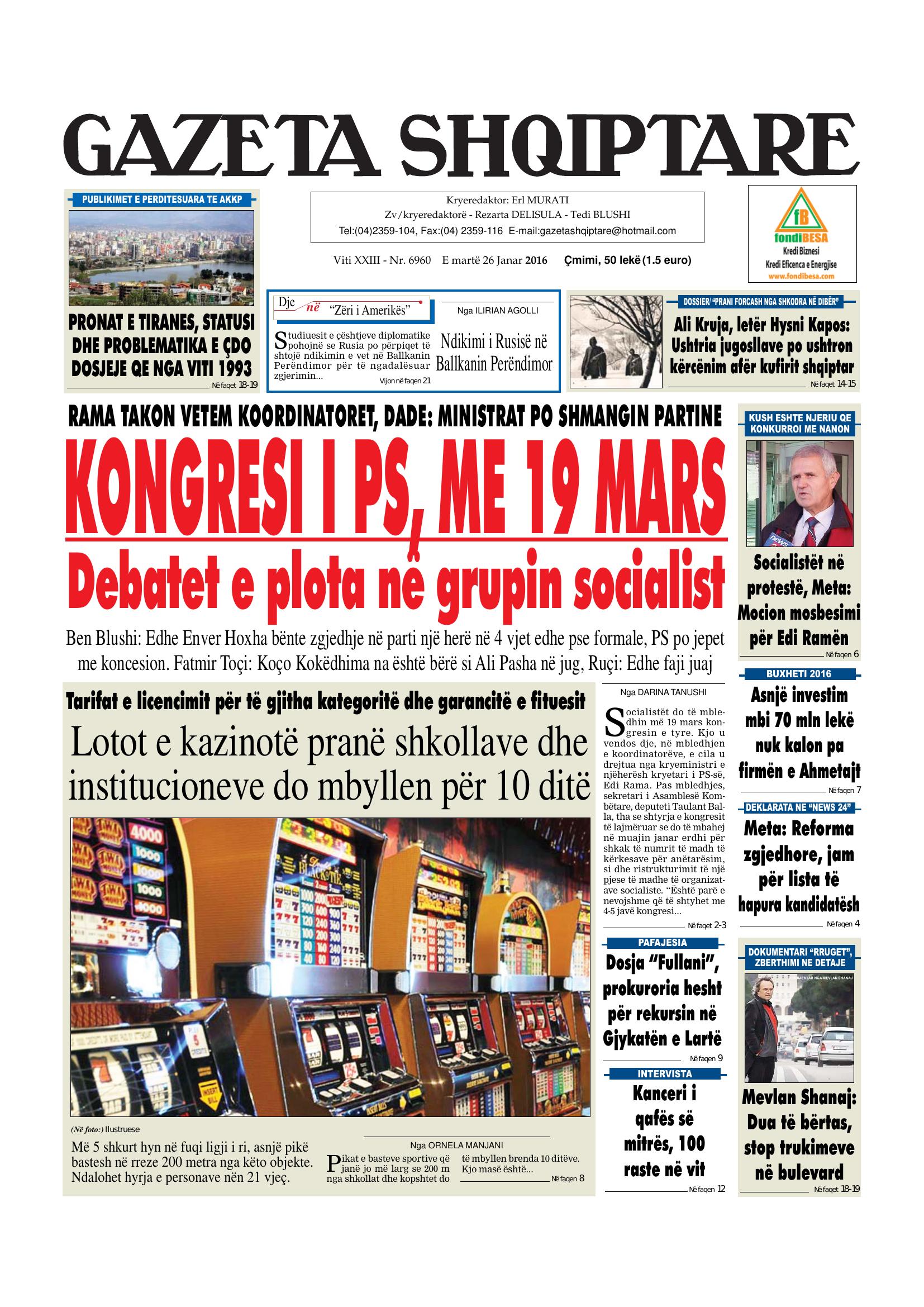 Gazeta Shqiptare 2016-01-26