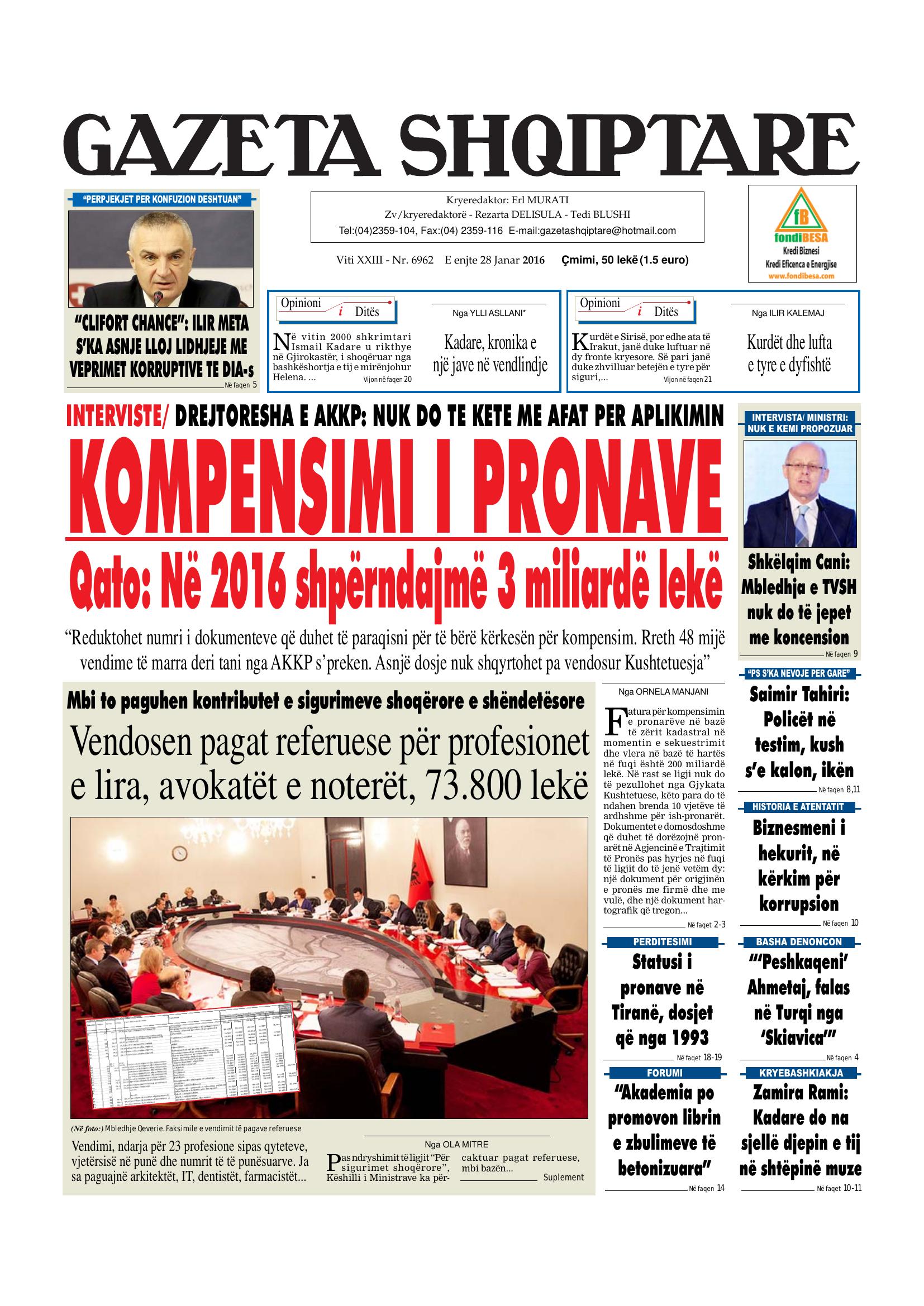 Gazeta Shqiptare 2016-01-28