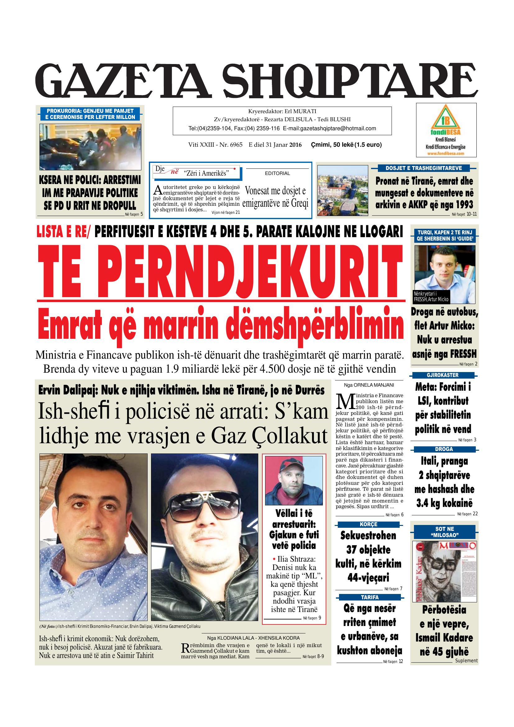 Gazeta Shqiptare 2016-01-31